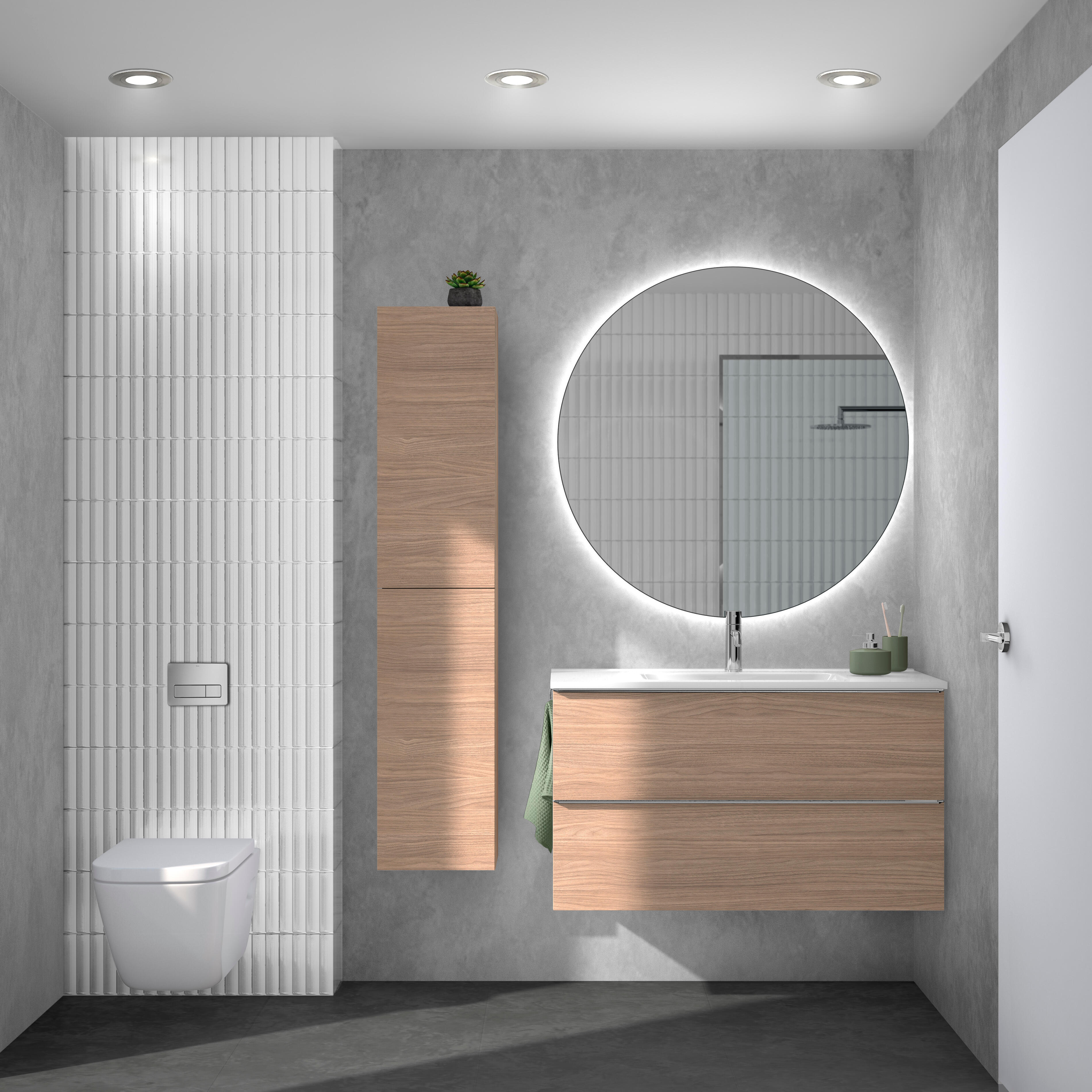 Mueble de baño con lavabo komplett nogal 100x45 cm