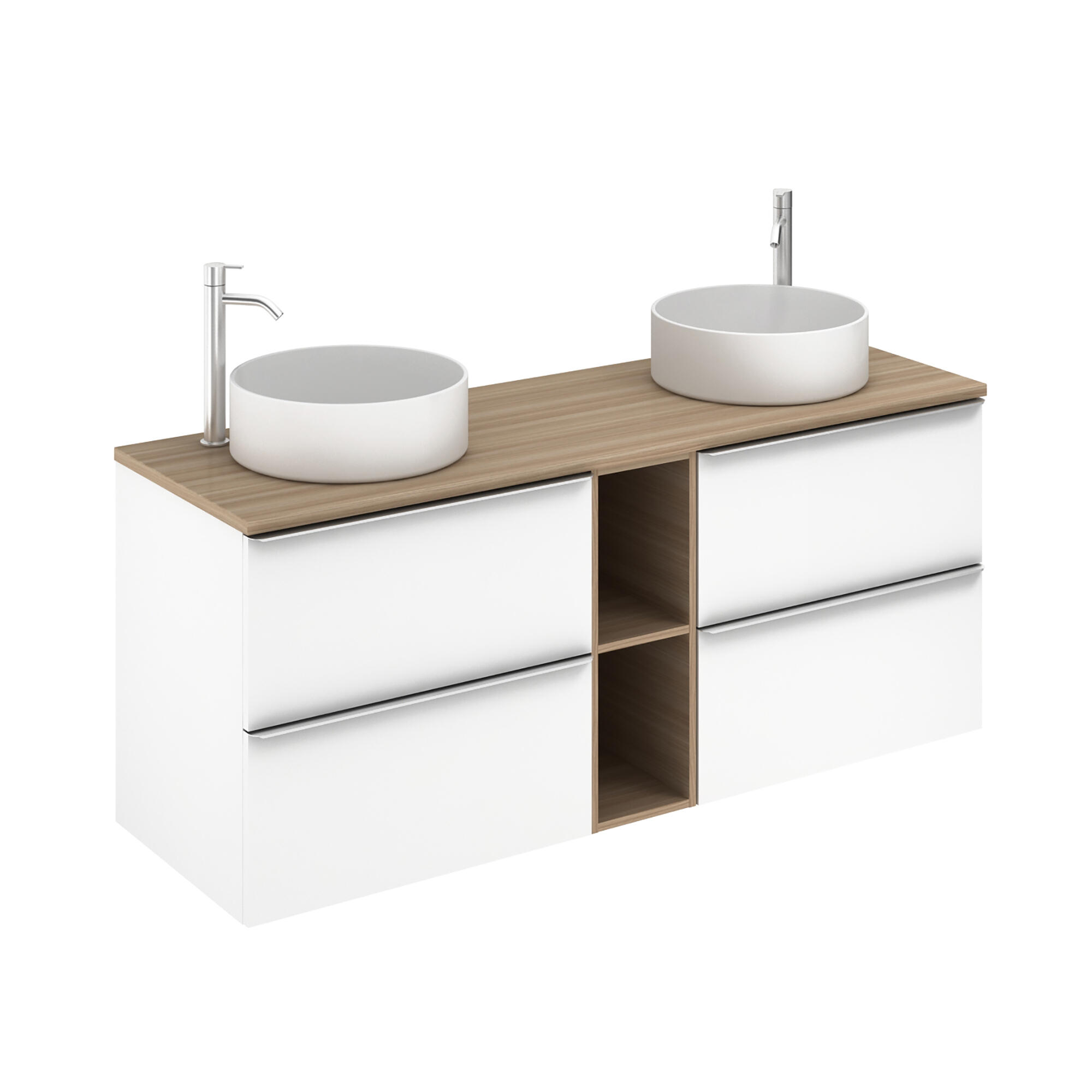 Móvel com tampo KOMPLET 140CM BRANCO PUXADOR CROMADO TAMPO NOGUEIRA - 2
