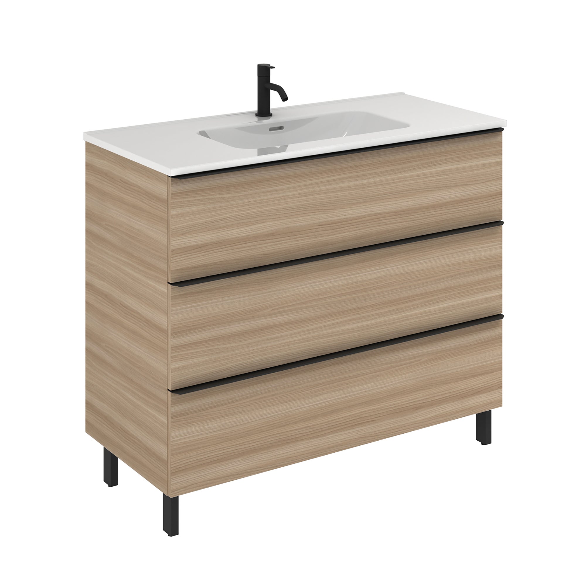 Mueble de baño komplett nogal 100x45 cm