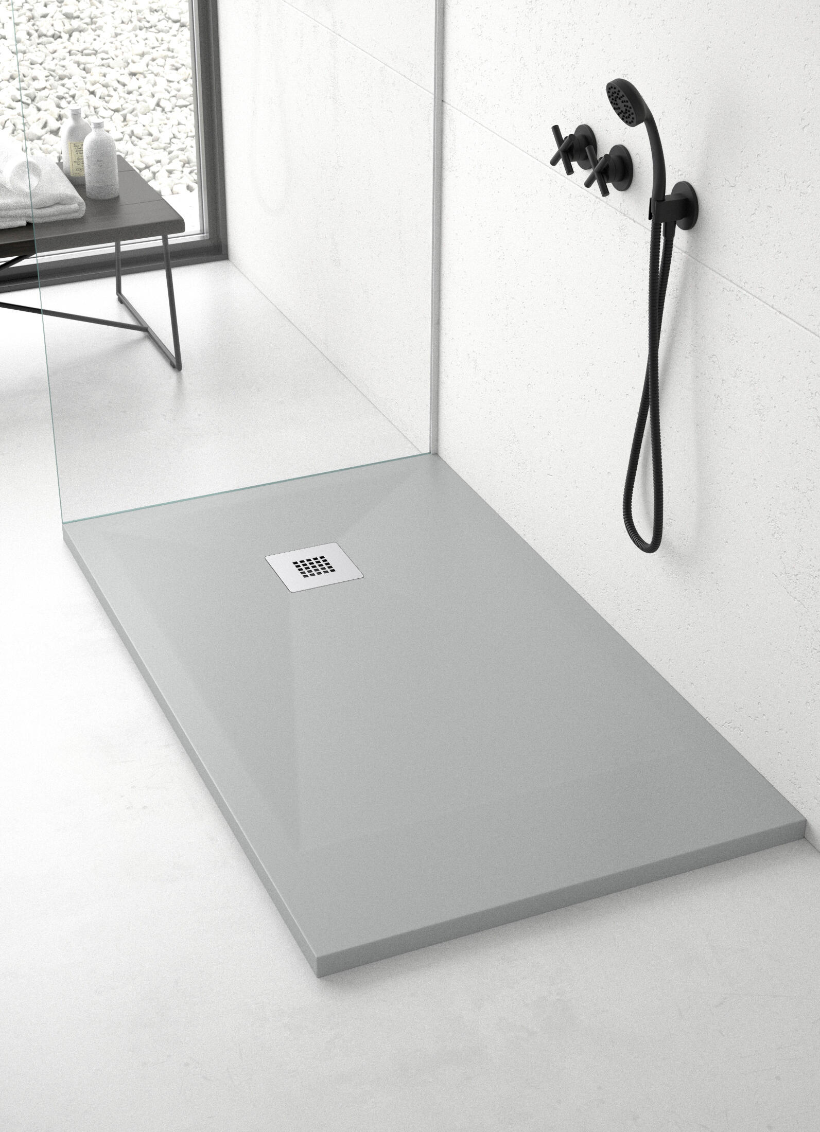 Plato de ducha play 120x70 cm gris