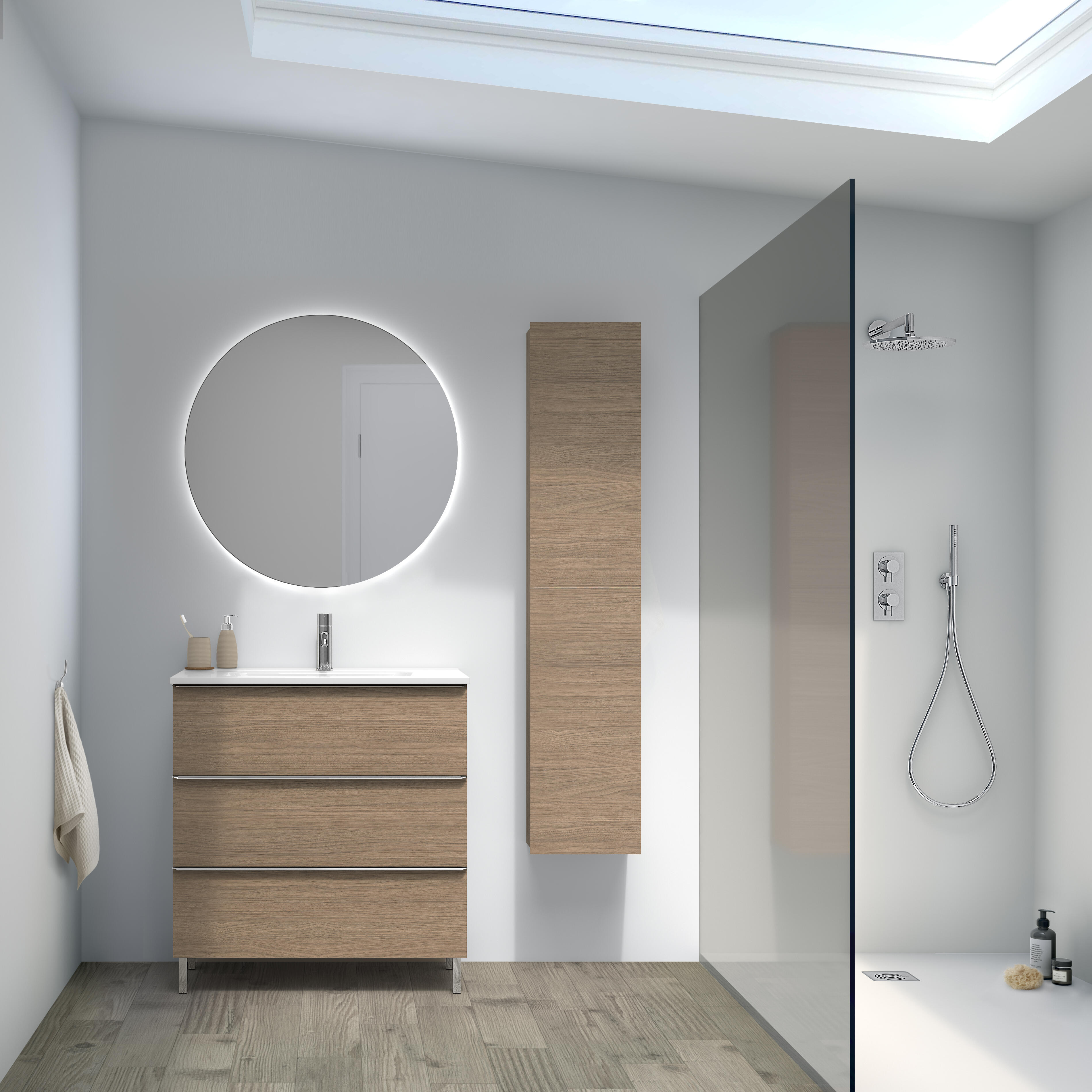 Mueble de baño con lavabo komplett nogal 80x45 cm