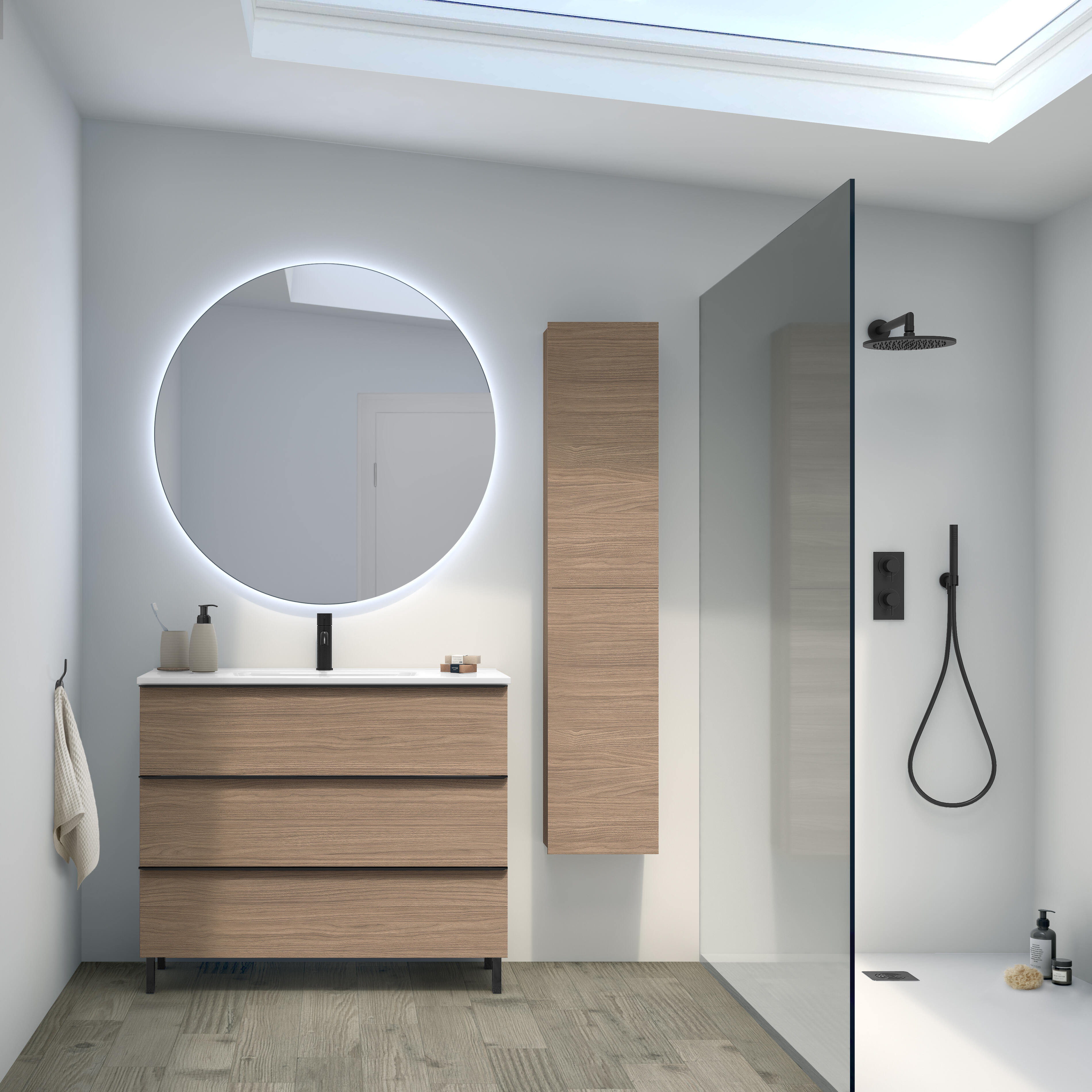 Mueble de baño con lavabo komplett nogal 100x45 cm