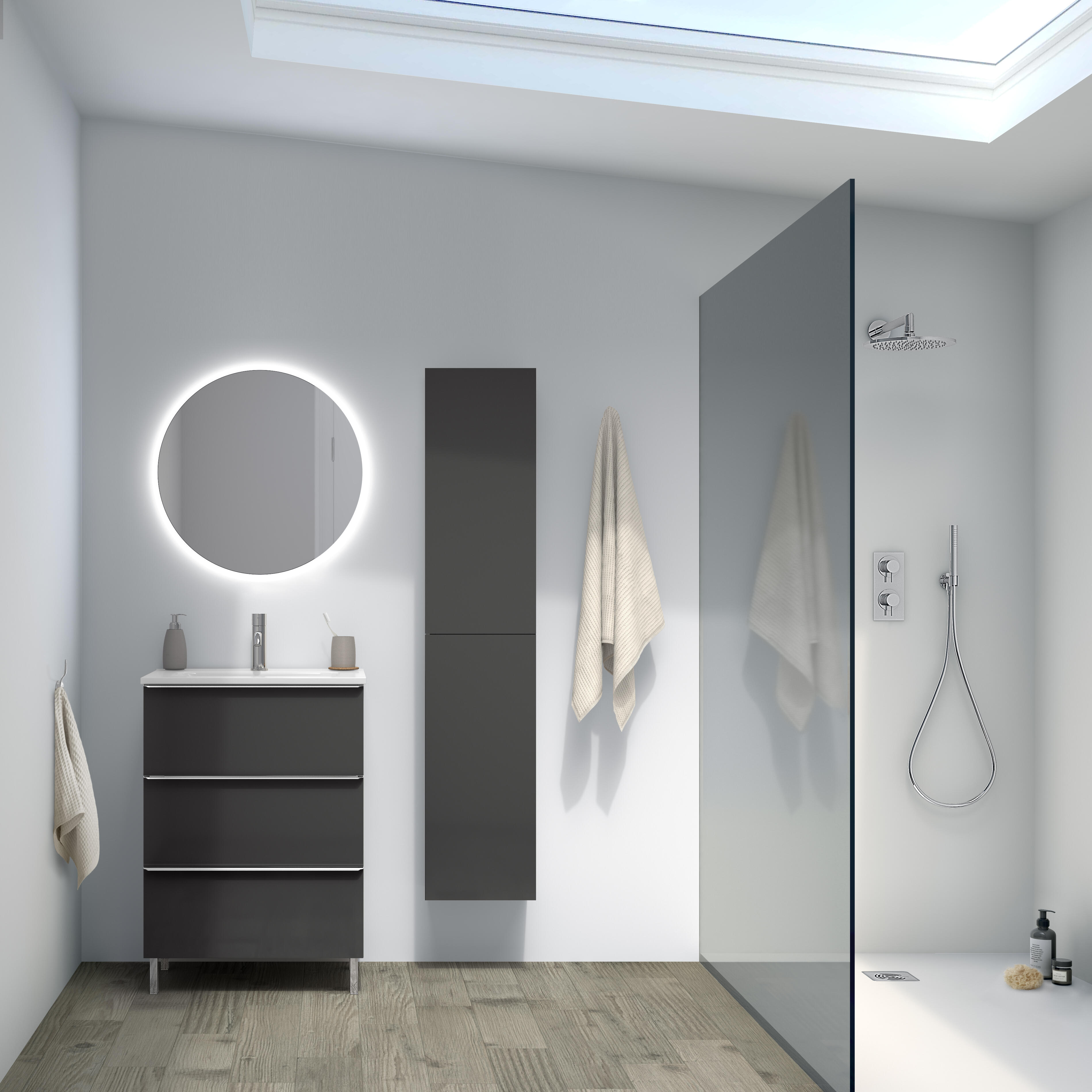 Mueble de baño con lavabo komplett antracita 60x45 cm