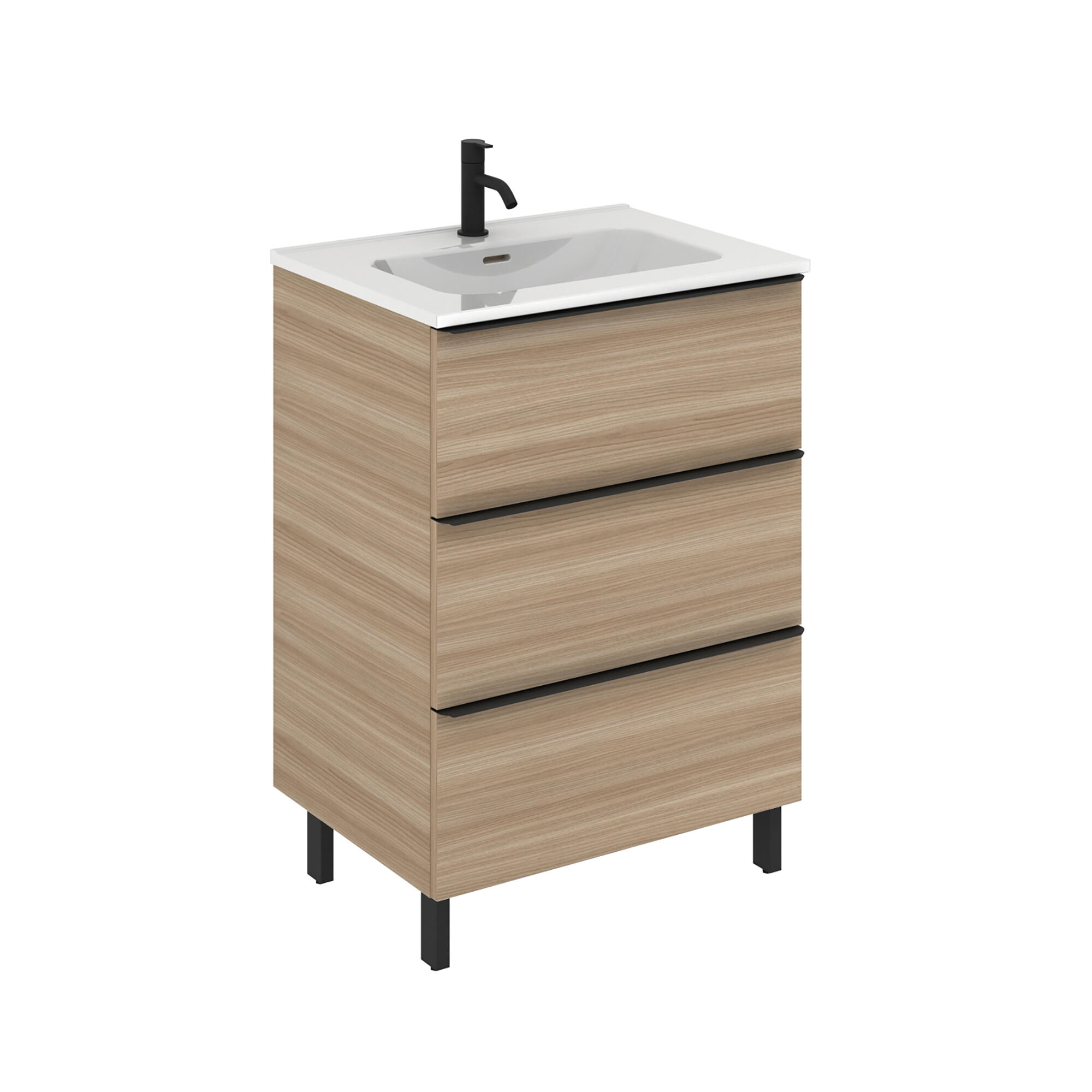 Mueble de baño con lavabo komplett nogal 60x45 cm