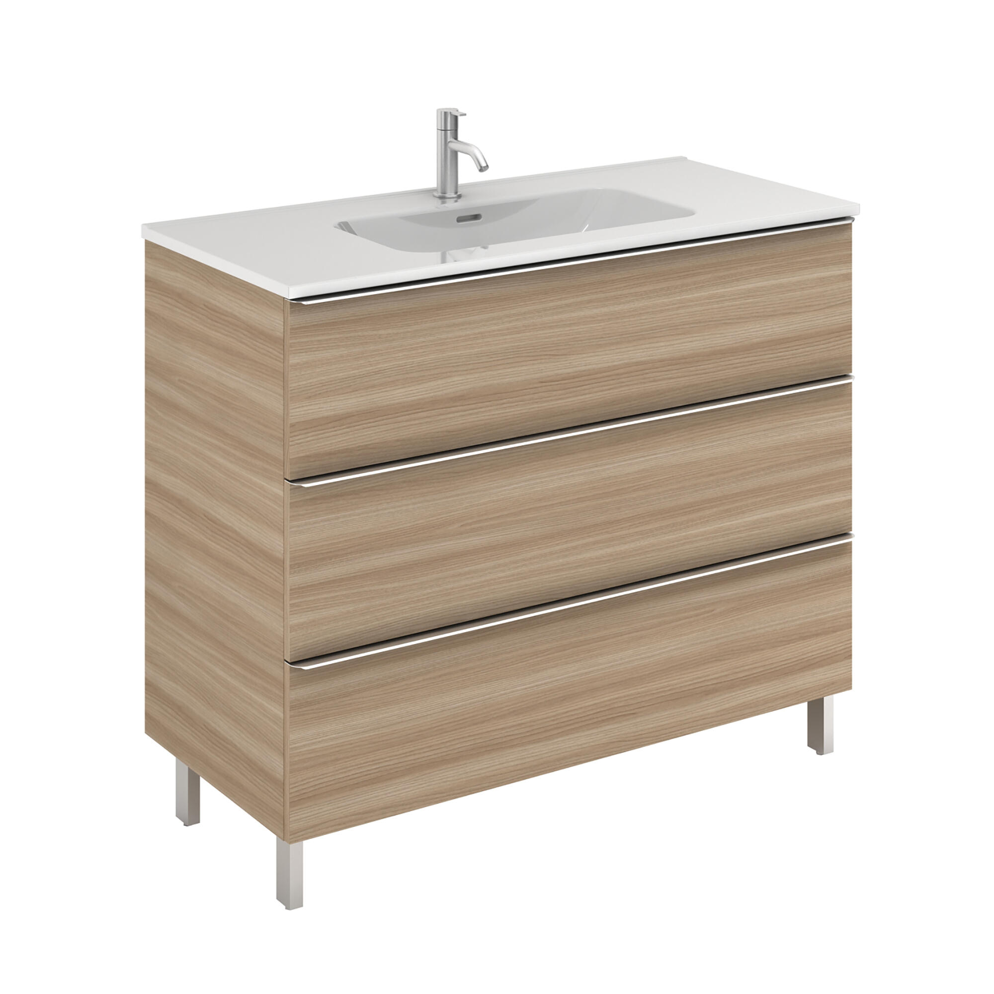 Mueble de baño komplett nogal 100x45 cm