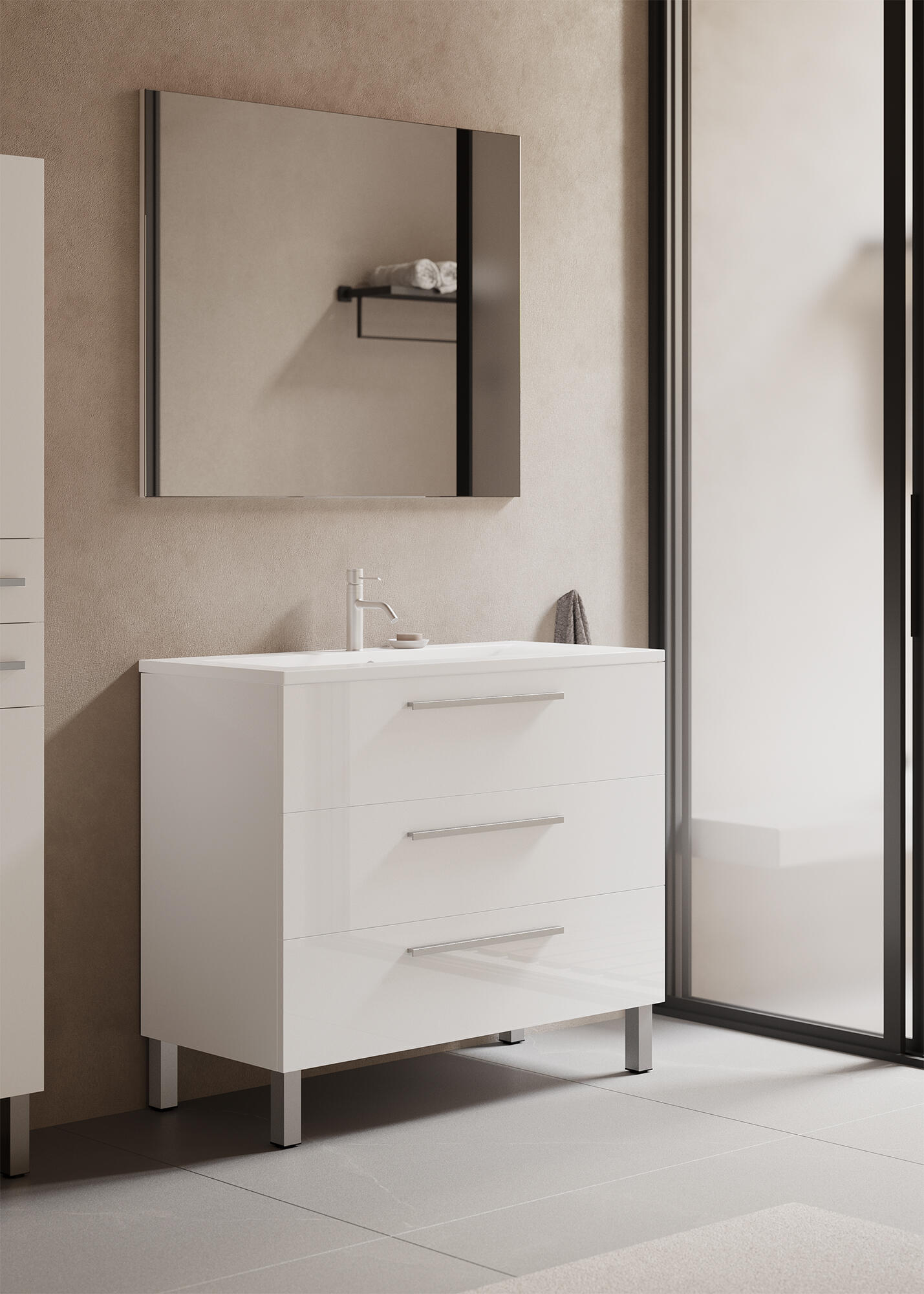 Mueble de baño Madrid blanco 100x45 cm (lavabo no incluido) - 10
