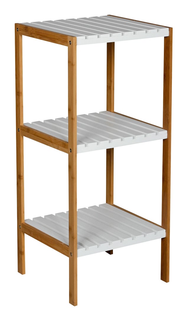 Estante para el baño de madera blanco Bambu 85x33x33cm