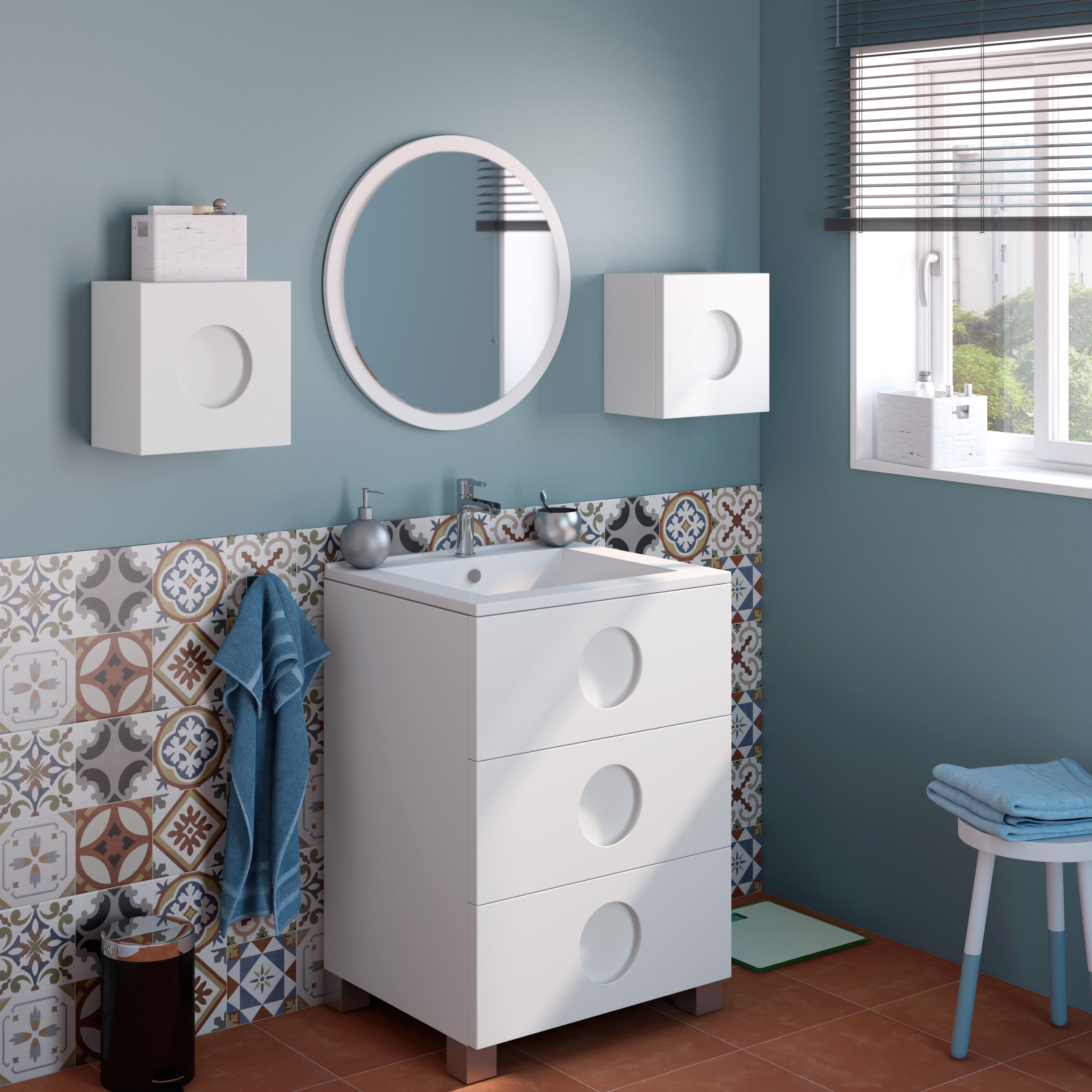 Mueble de baño con lavabo sphere blanco brillante 60x45 cm
