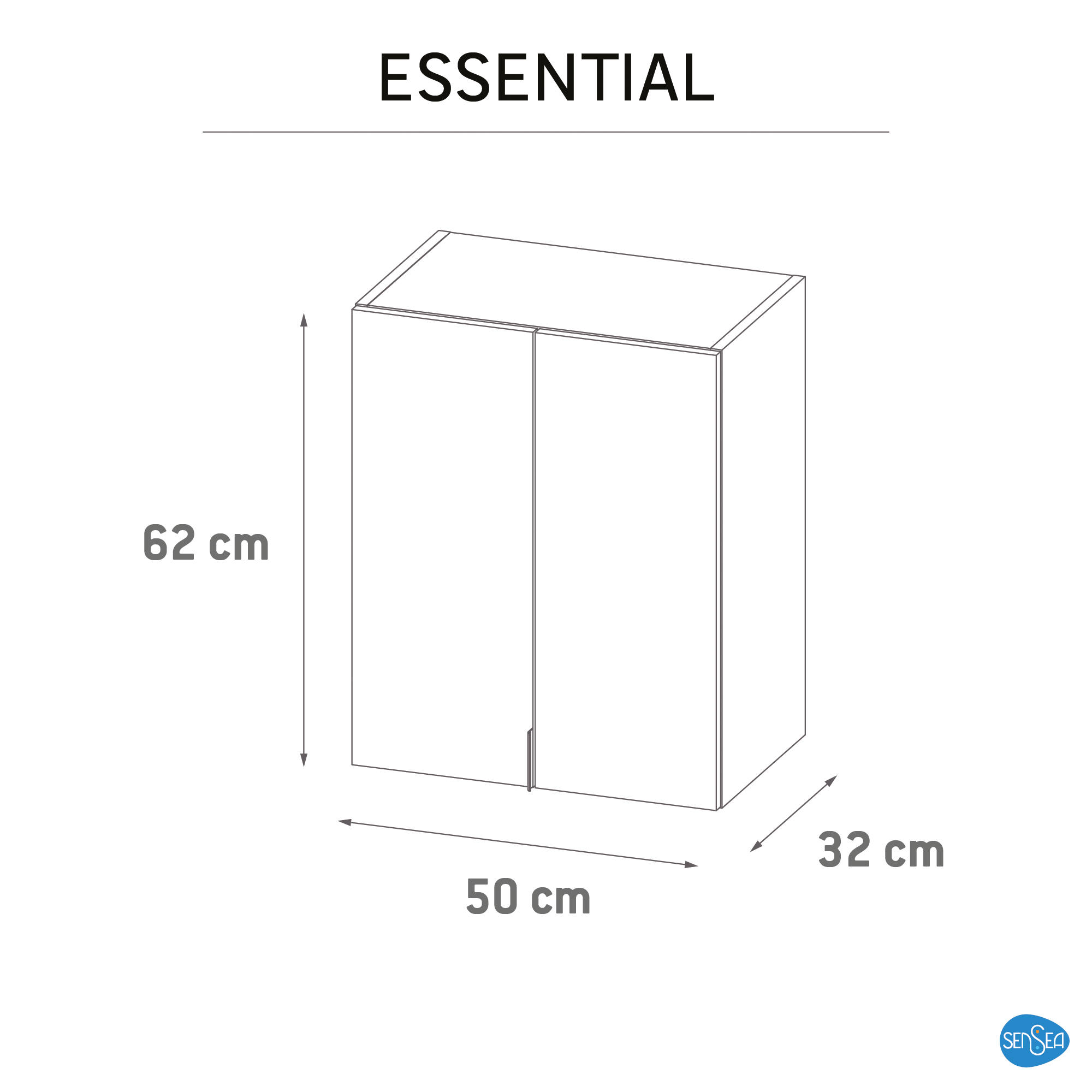 Pensile bagno Essential bianco in truciolare SENSEA, 2 ante apertura da sinistra e destra P 32 x L 50 x H 62 cm - 10