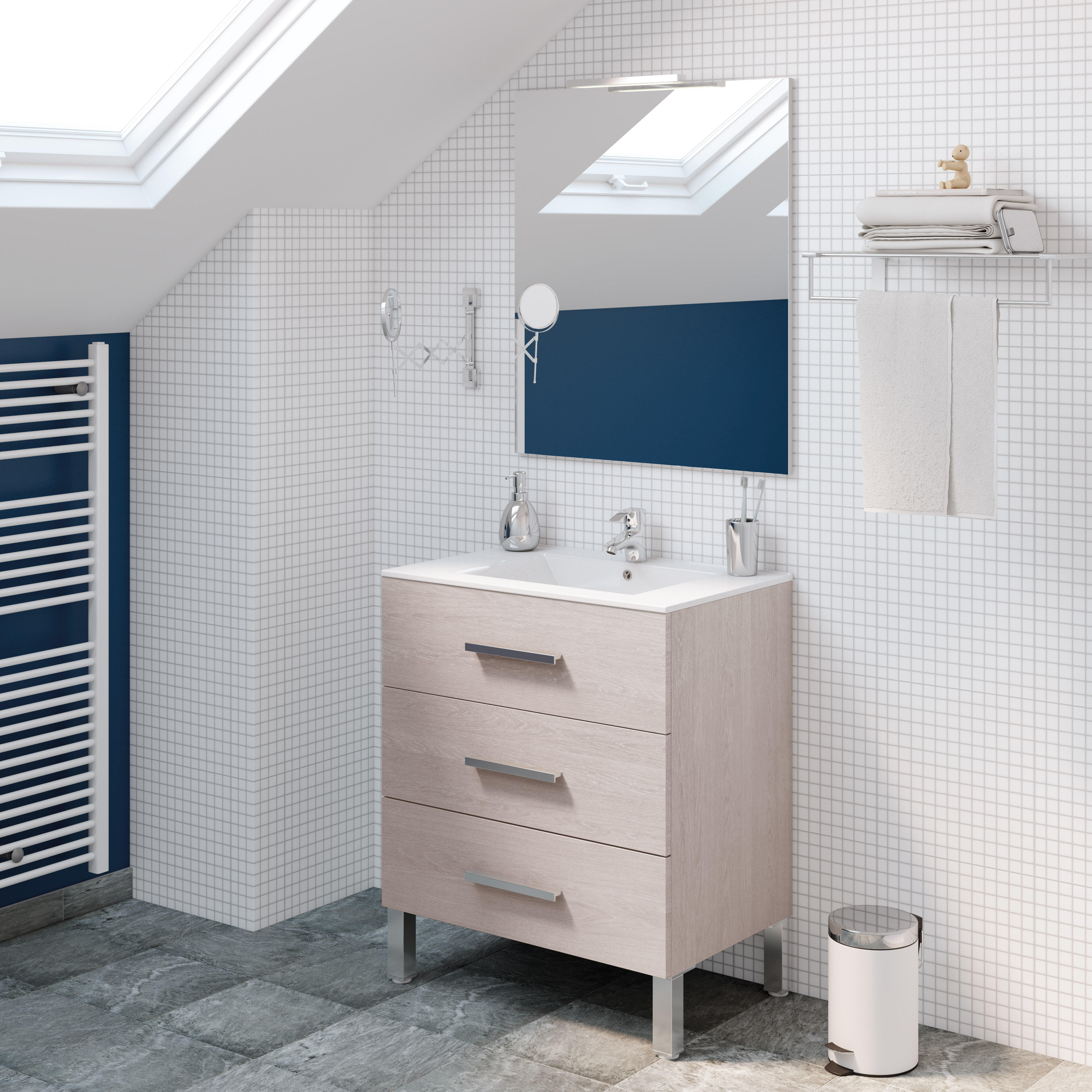 Mueble de baño con lavabo madrid roble gris 70x45 cm