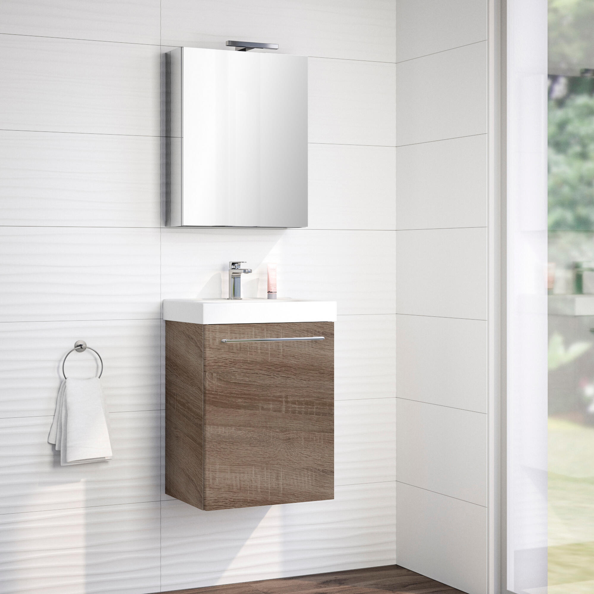 Mueble de baño con lavabo remix roble gris 45x48 cm