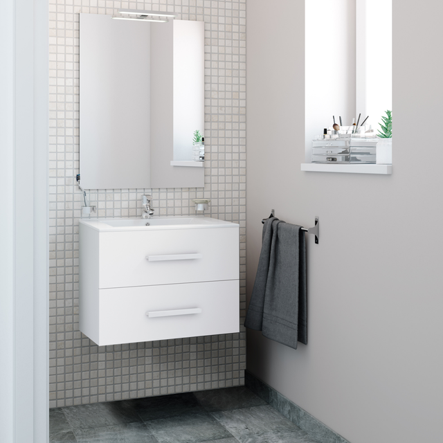 Mueble de baño con lavabo  Madrid blanco brillante 80x45 cm