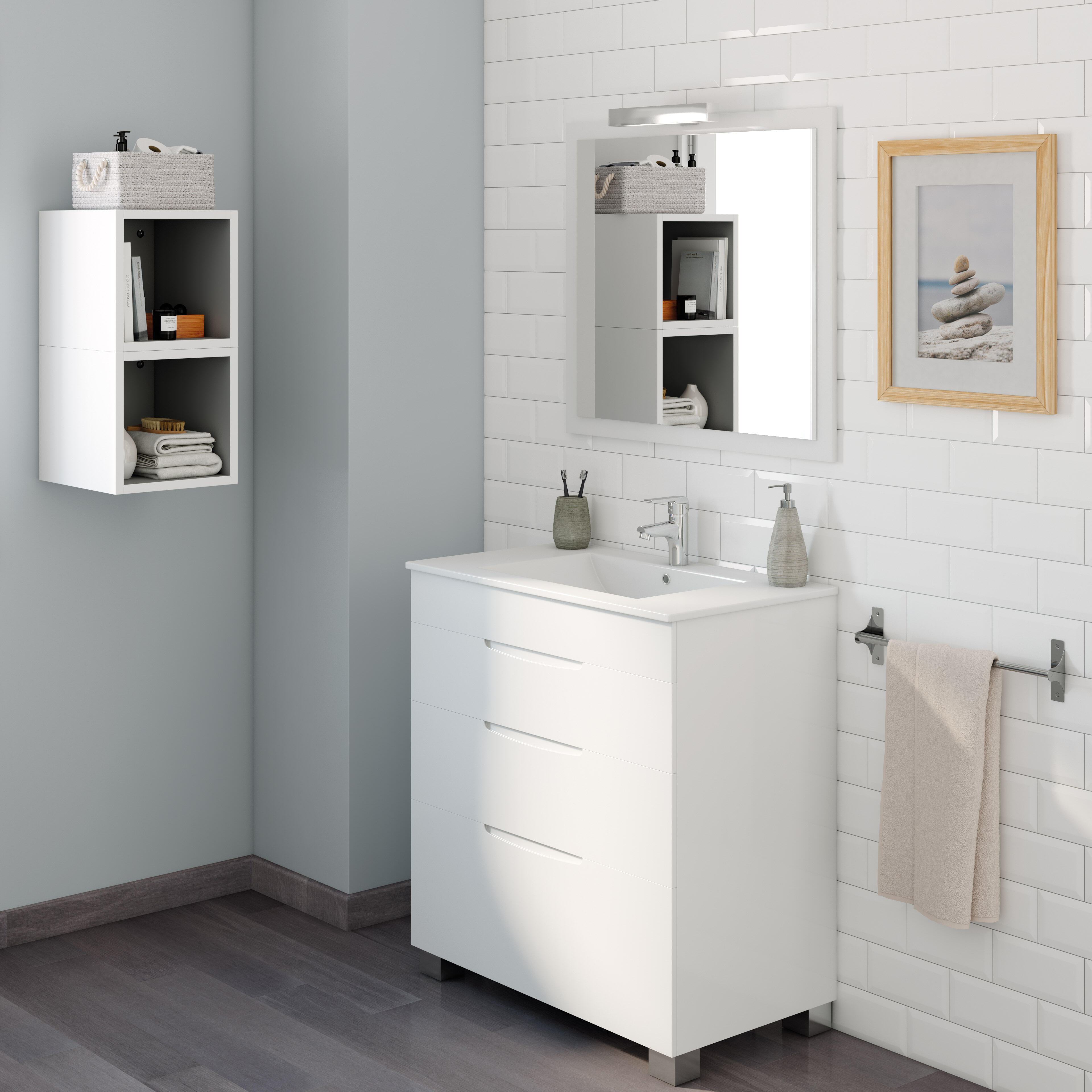  Muebles De Baño - Blanco / Muebles De Baño / Muebles De Hogar:  Hogar Y Cocina