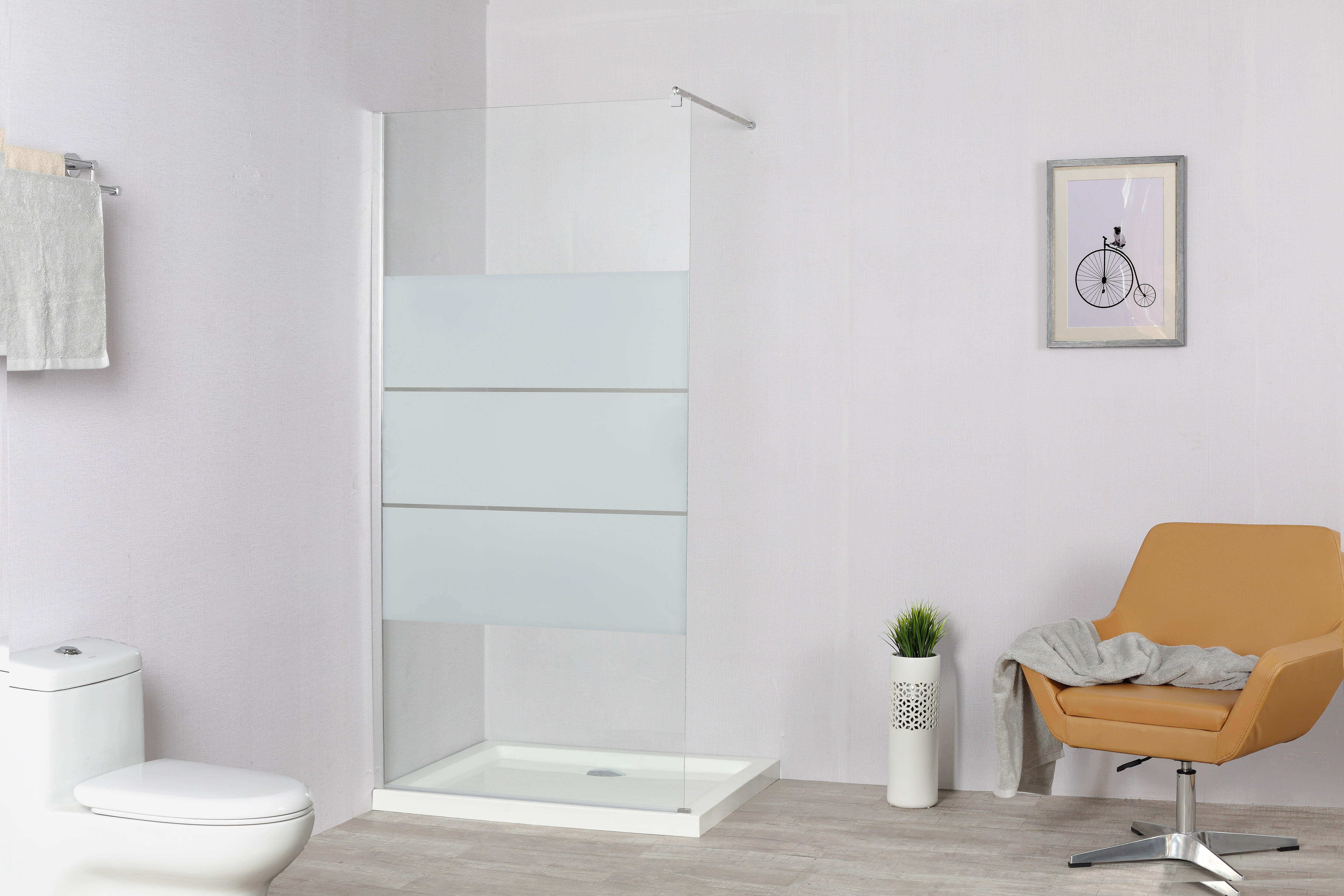 Paroi de douche à l'italienne verre sérigraphié, l.70 cm, Ep.6 mm chromé Easy - 3