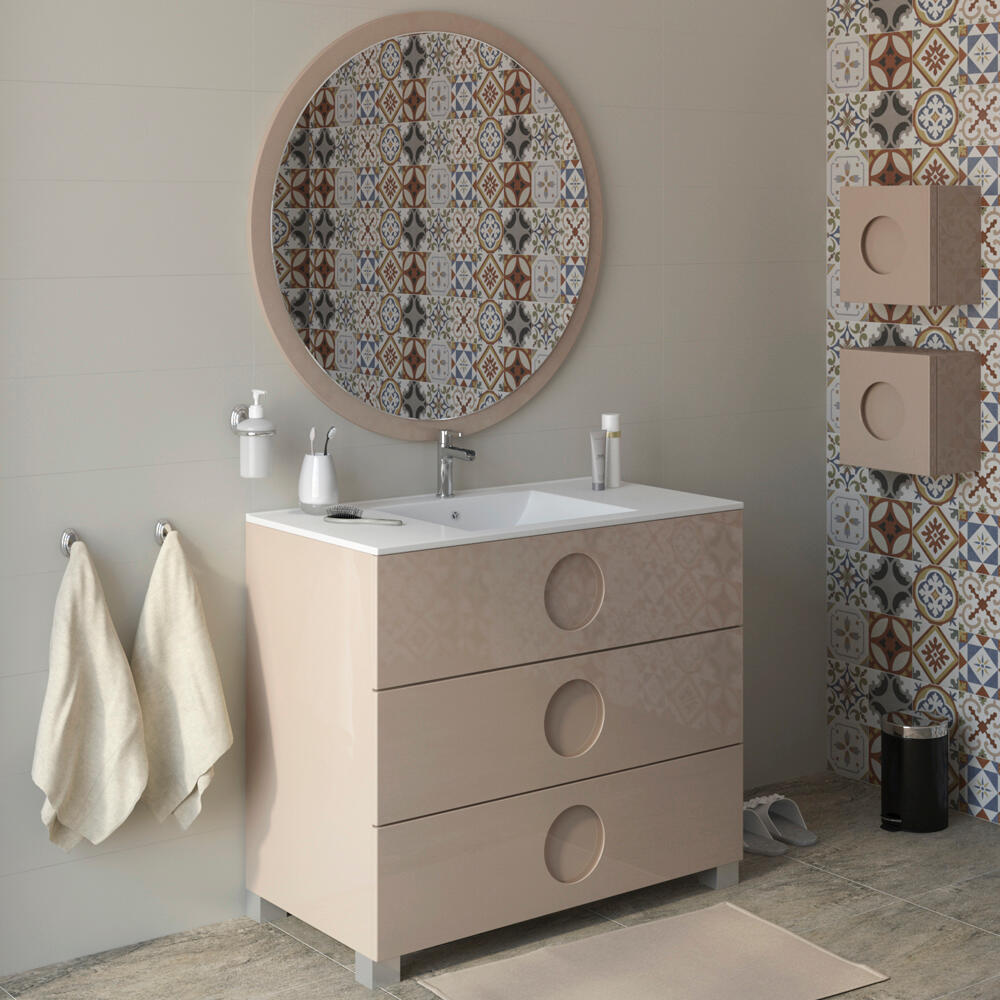 Mueble de baño con lavabo sphere moka brillante 100x45 cm
