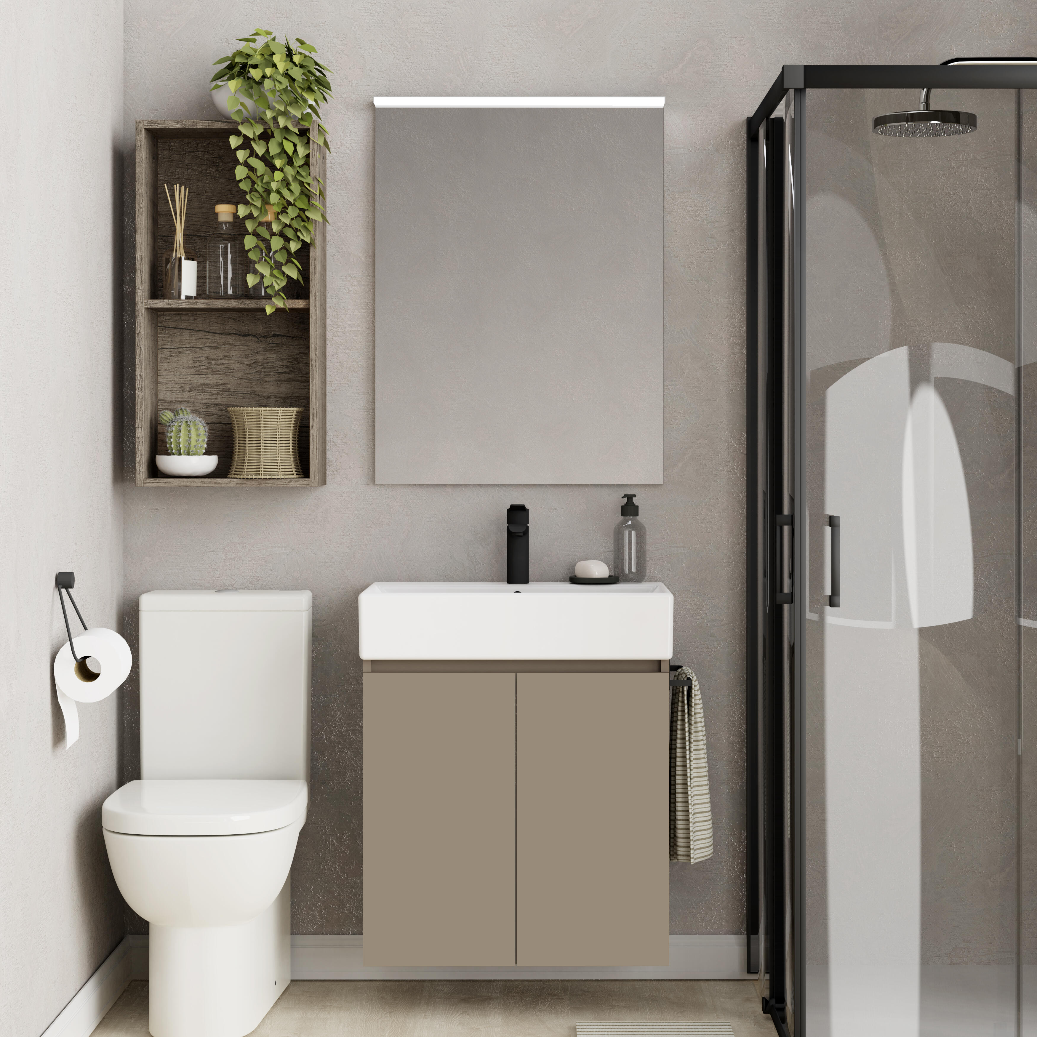 Mueble de baño con lavabo  Espacio L topo mate 60x35 cm - 2