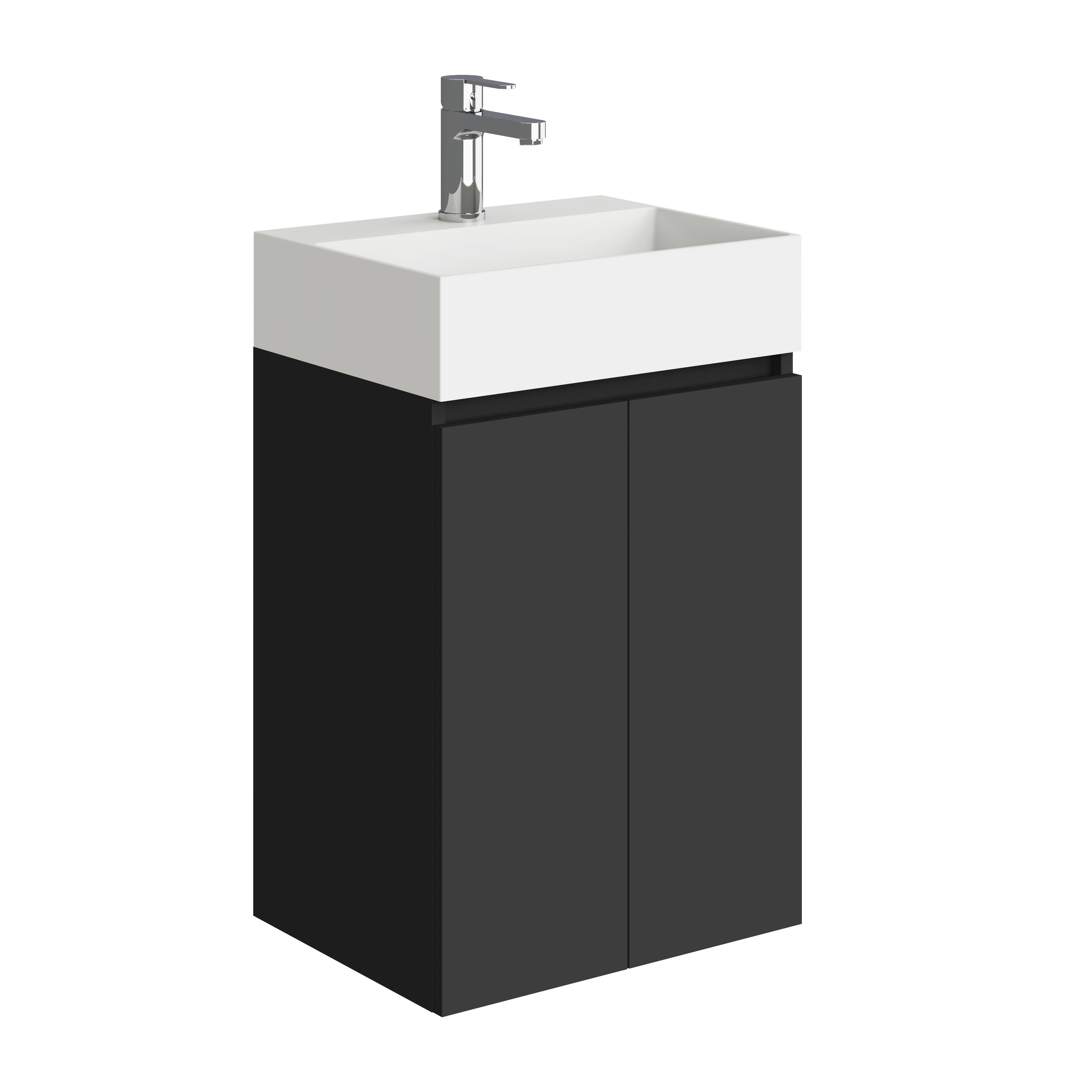 Mueble de baño con lavabo  Espacio M negro mate 45x35 cm - 2