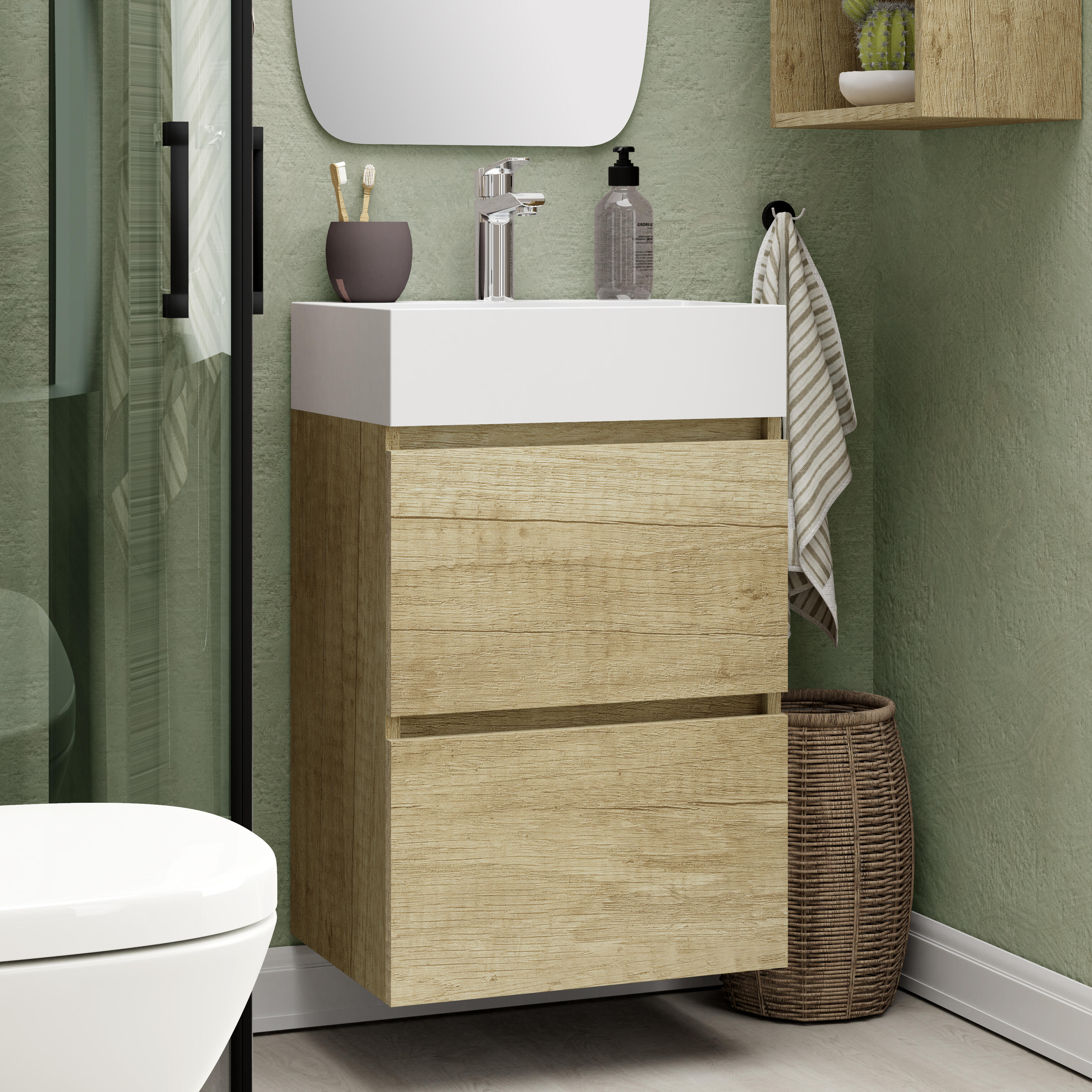 Mueble de baño con lavabo espacio m olmo mate 45x35 cm