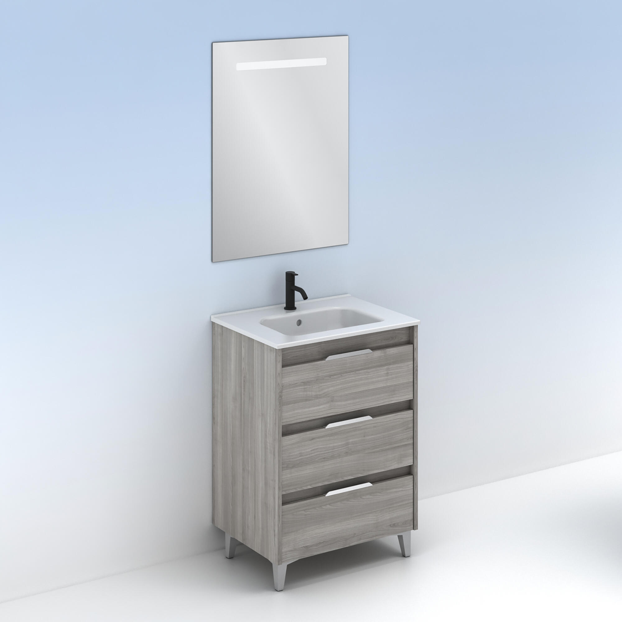 Mueble de baño con lavabo suki gris 60x45 cm