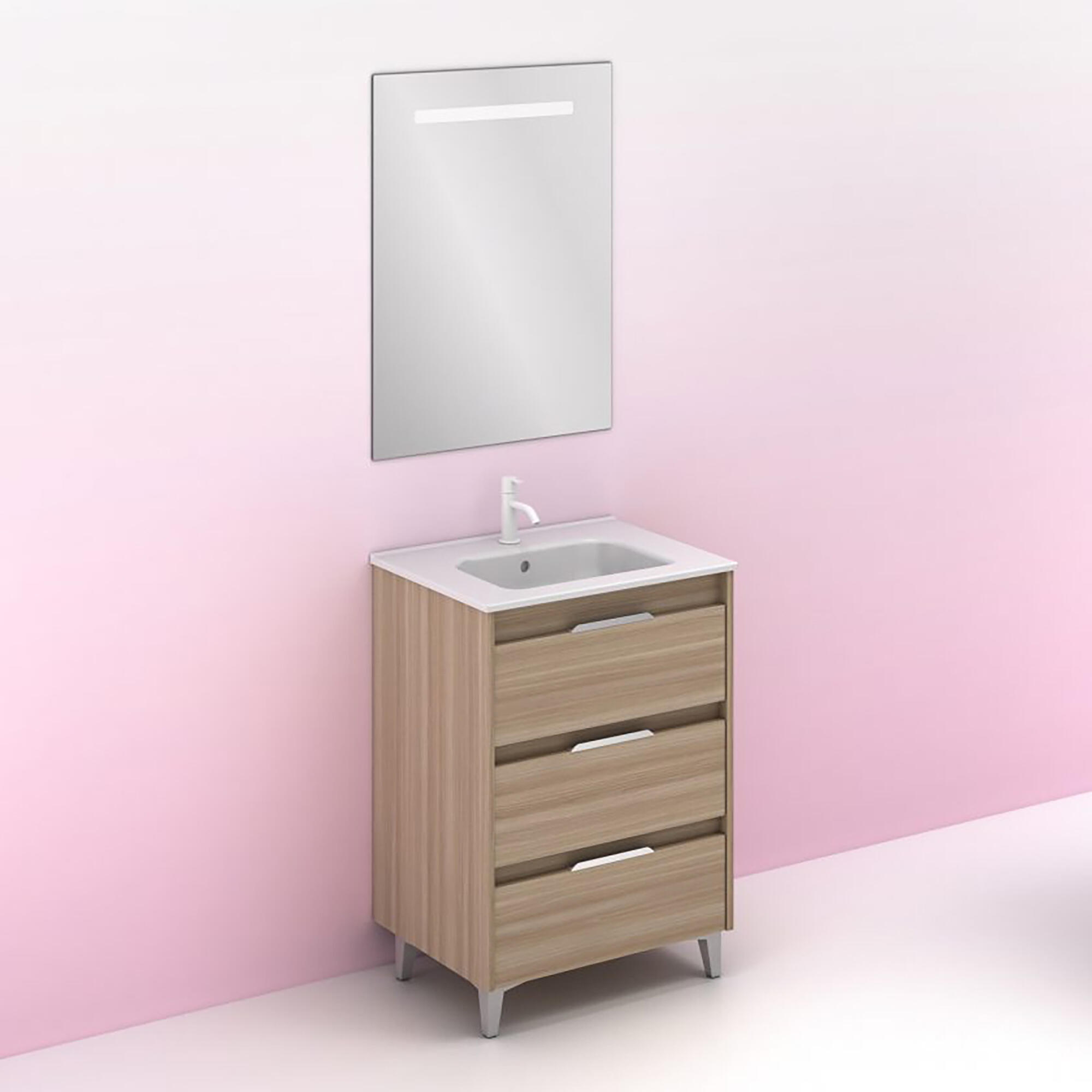 Mueble de baño con lavabo suki nogal 60x45 cm