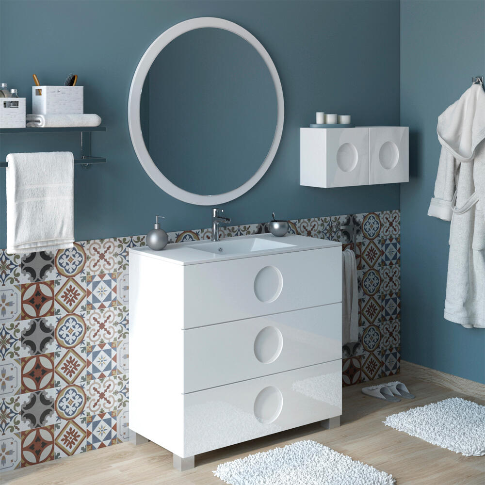Mueble de baño con lavabo sphere blanco brillante 90x45 cm