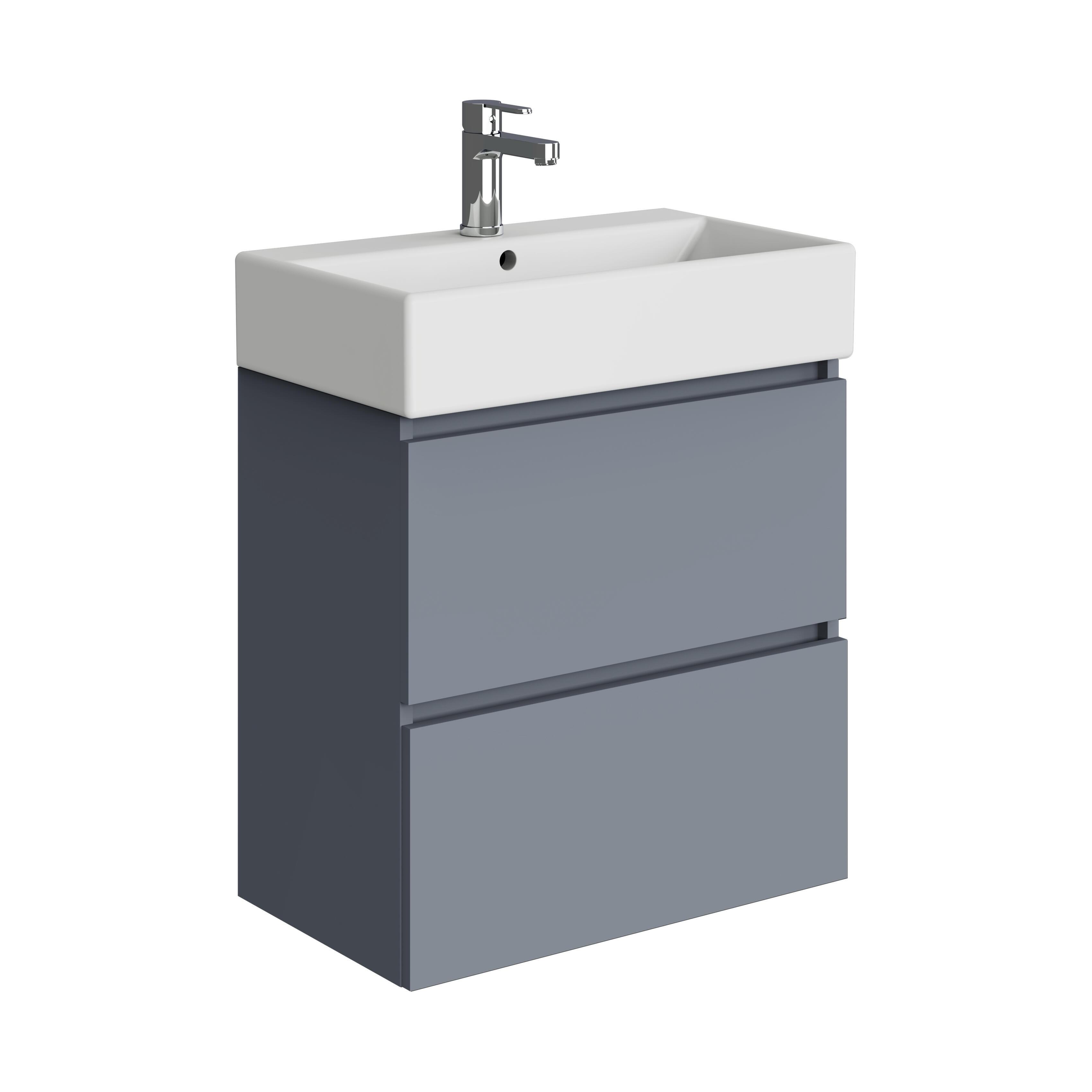 Mueble de baño con lavabo  Espacio L azul mate 60x35 cm - 2