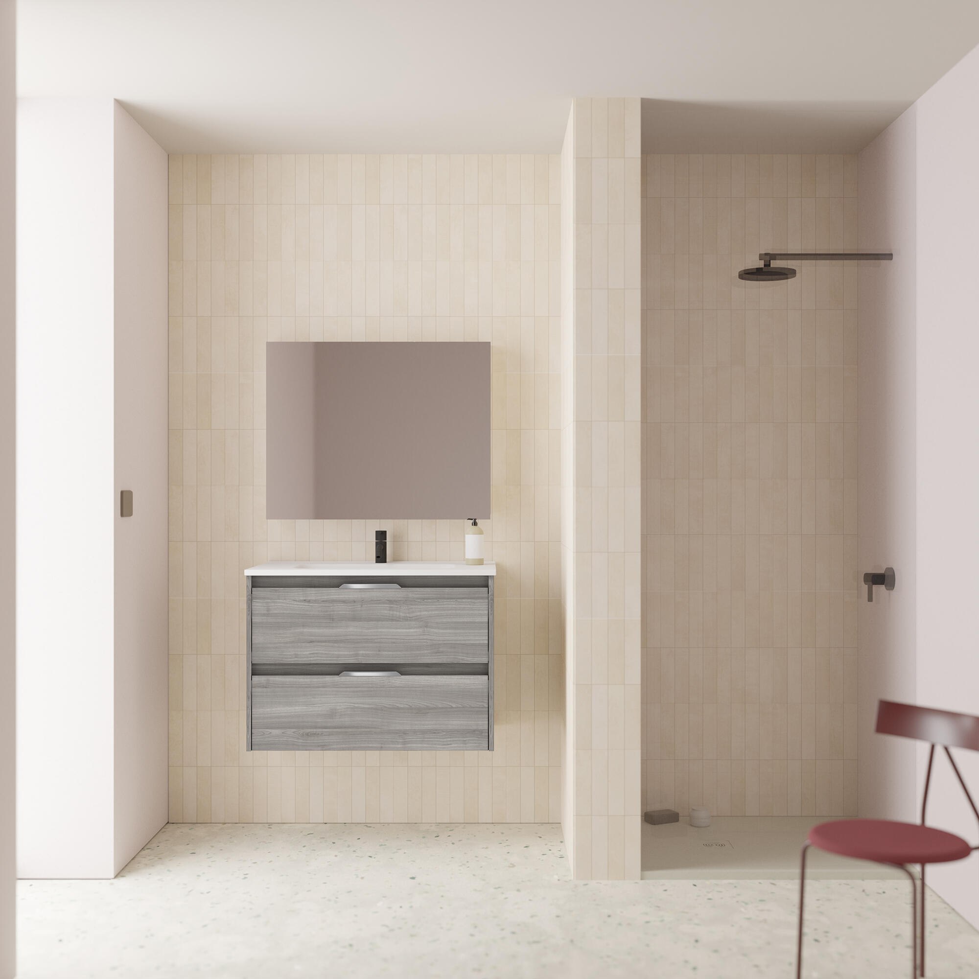 Mueble de baño con lavabo suki gris 80x45 cm