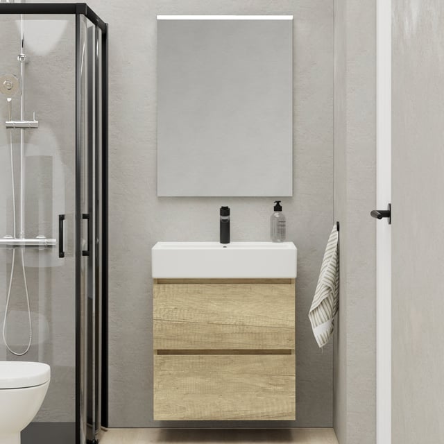 Móvel de casa de banho com lavatório 60x36x60 cm carvalho Espacio L