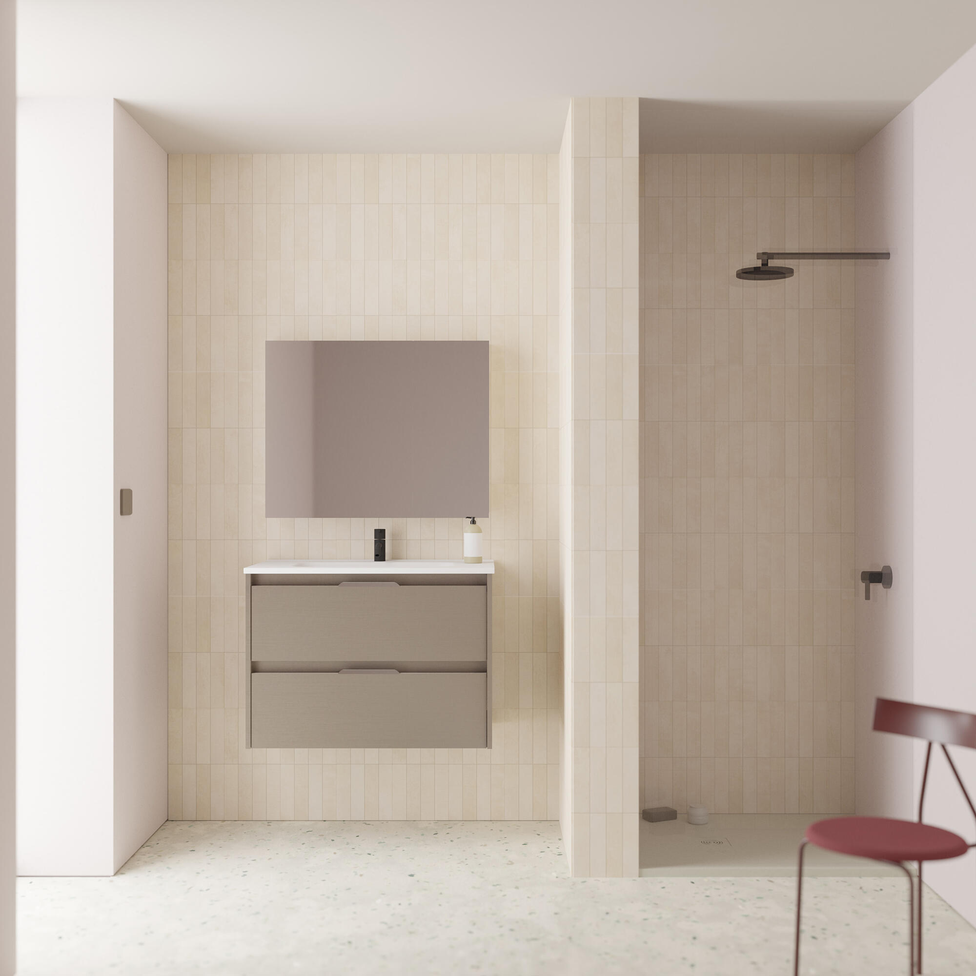 Mueble de baño con lavabo suki topo 80x45 cm
