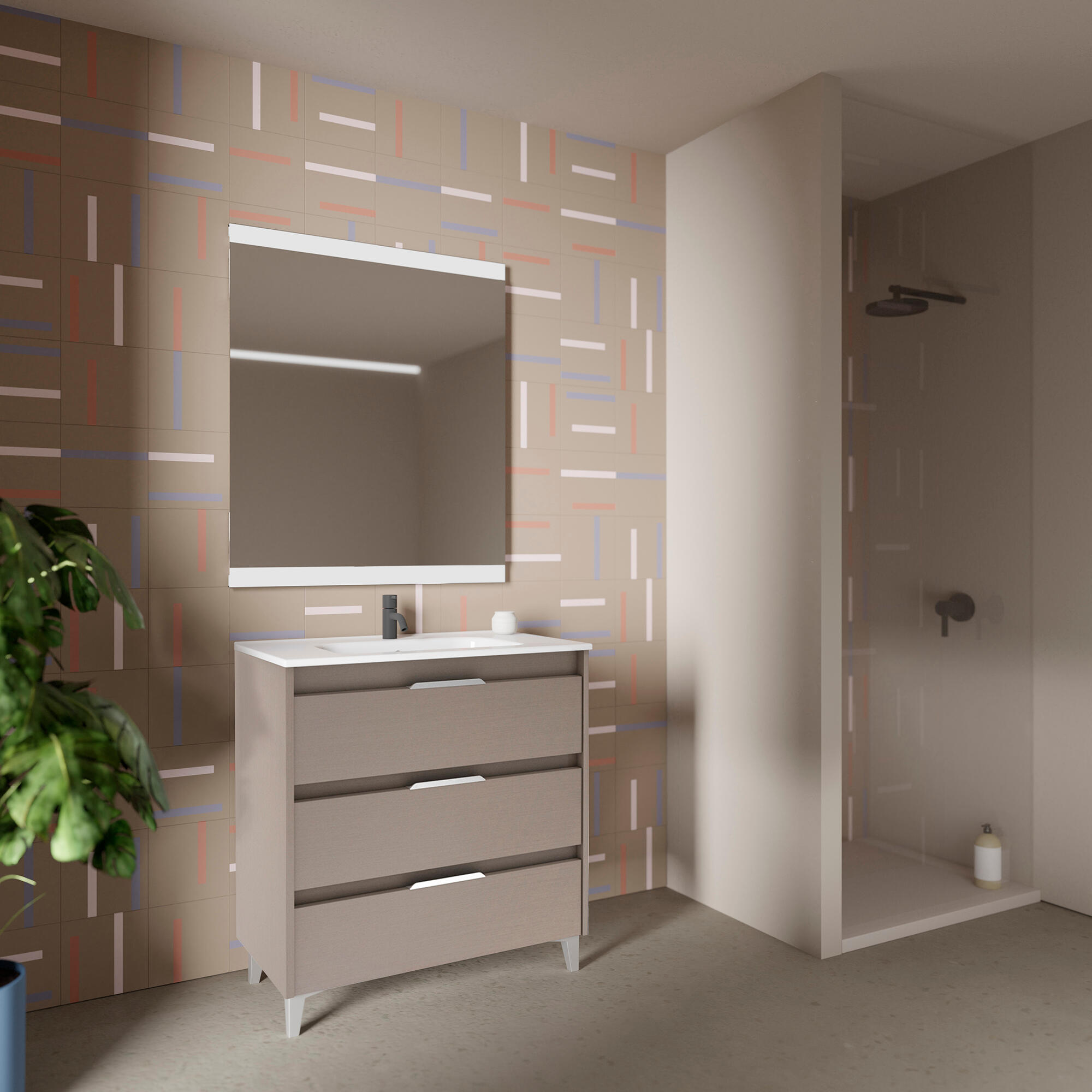 Mueble de baño con lavabo suki topo 80x45 cm