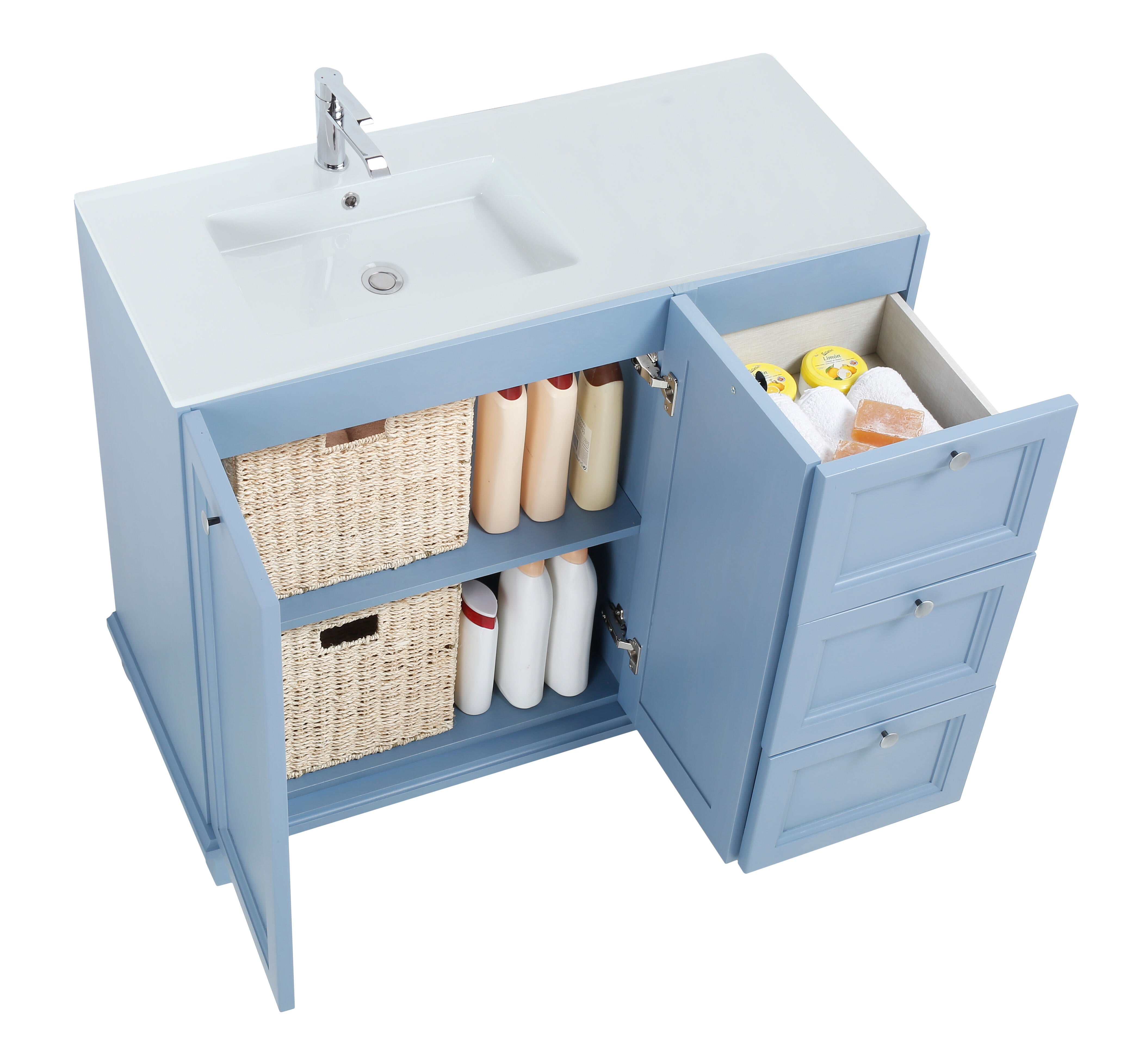 Mueble de baño Unike azul 105x45 cm (lavabo no incluido) - 7