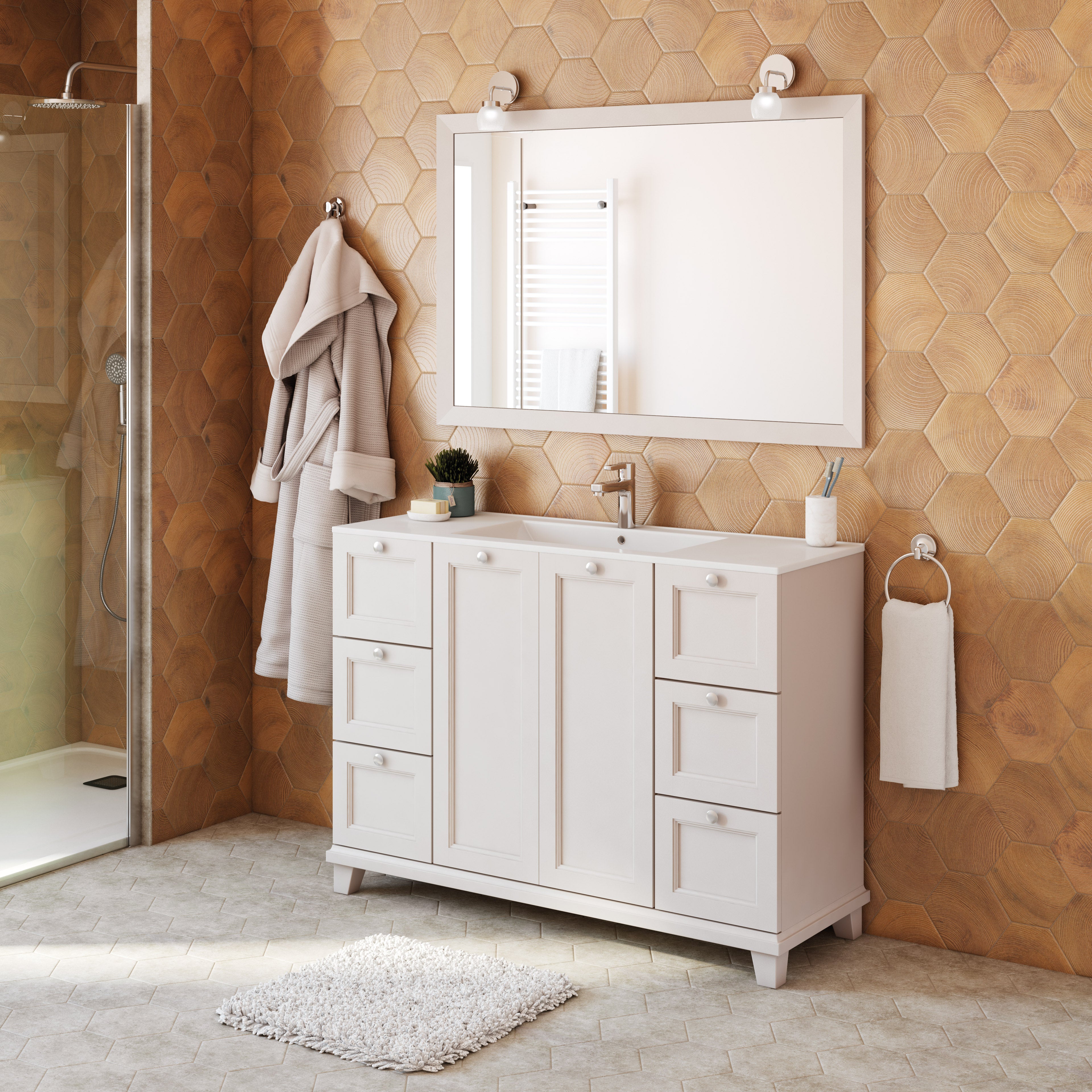 Mueble de baño con lavabo unike perla mate 120x45 cm