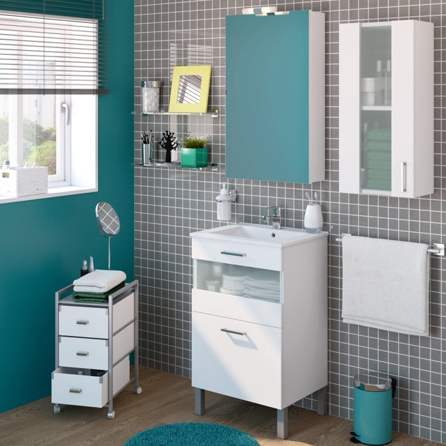 Mueble de baño con lavabo  Fox blanco mate 50x40 cm