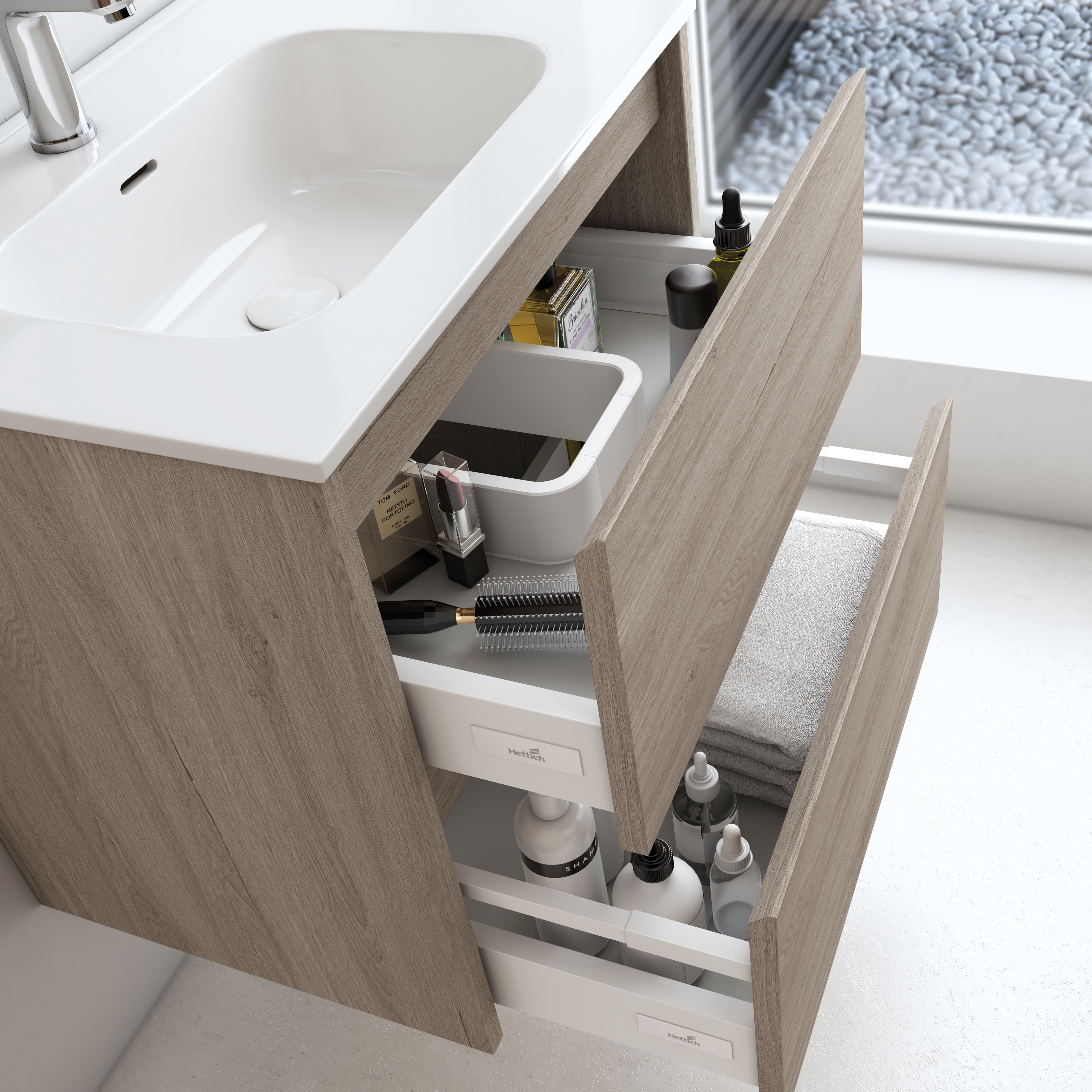 Mueble de baño con lavabo  Moon roble gris  60x45 cm - 4