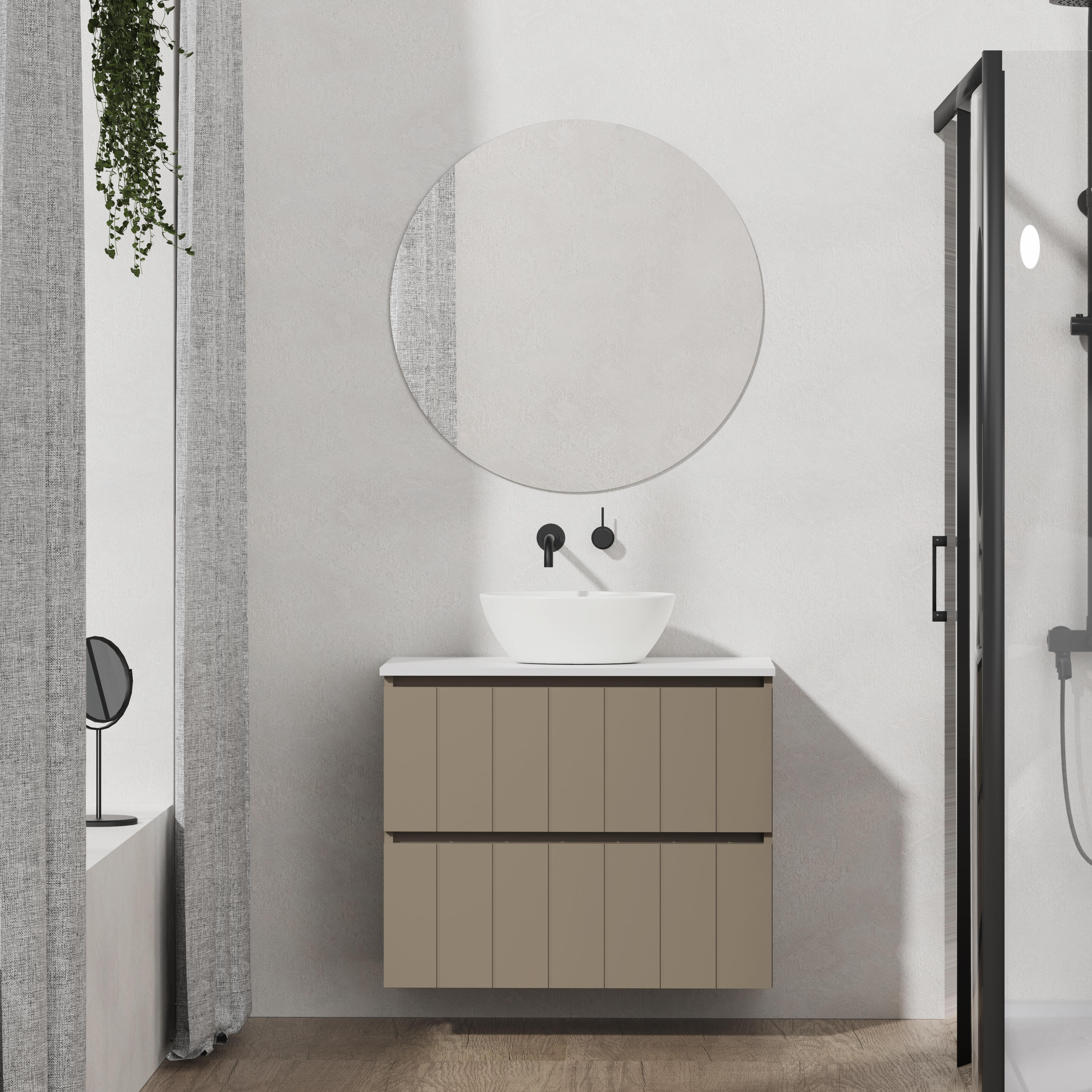 Mueble de baño con lavabo terra topo mate 80x45 cm