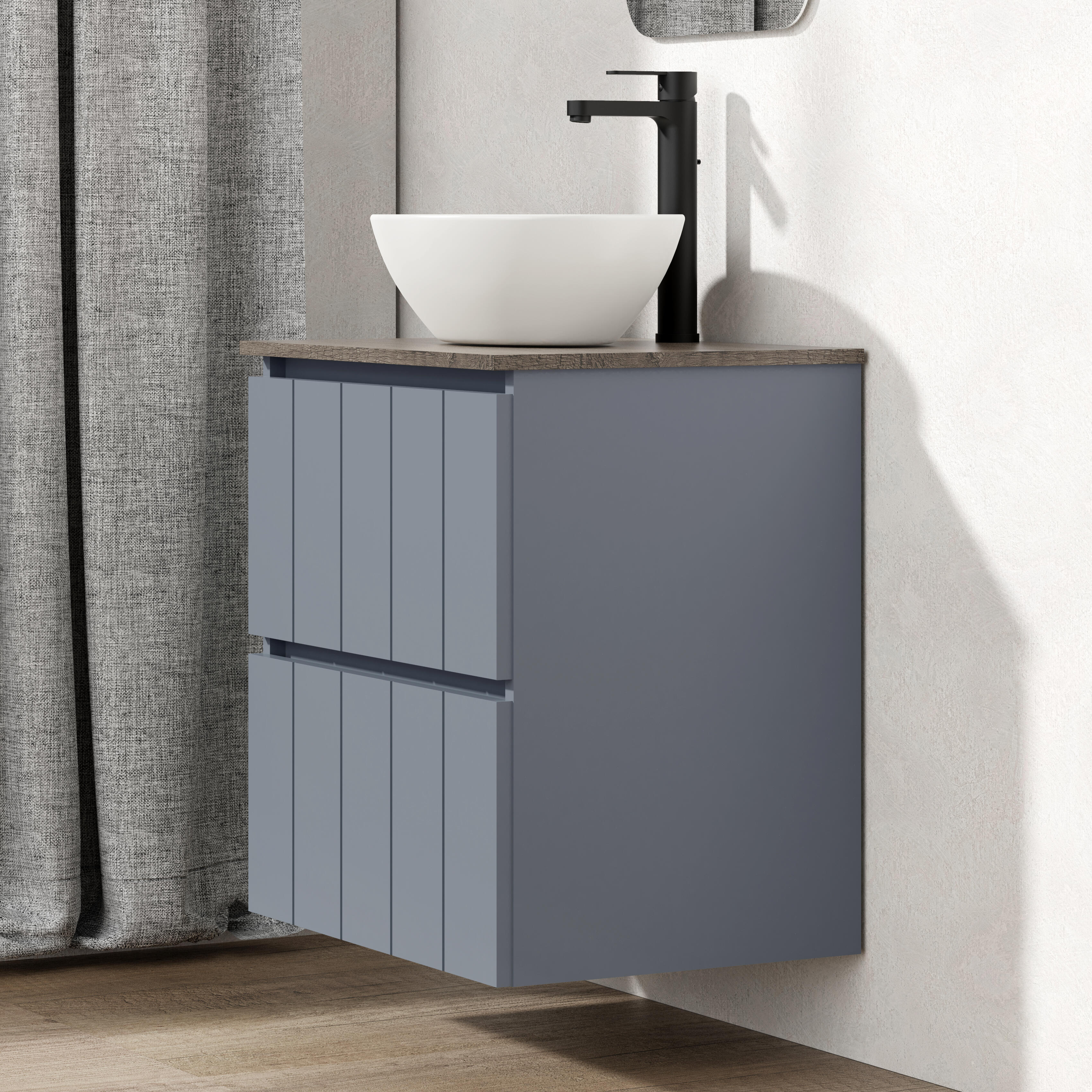 Mueble de baño con lavabo terra azul mate 60x45 cm