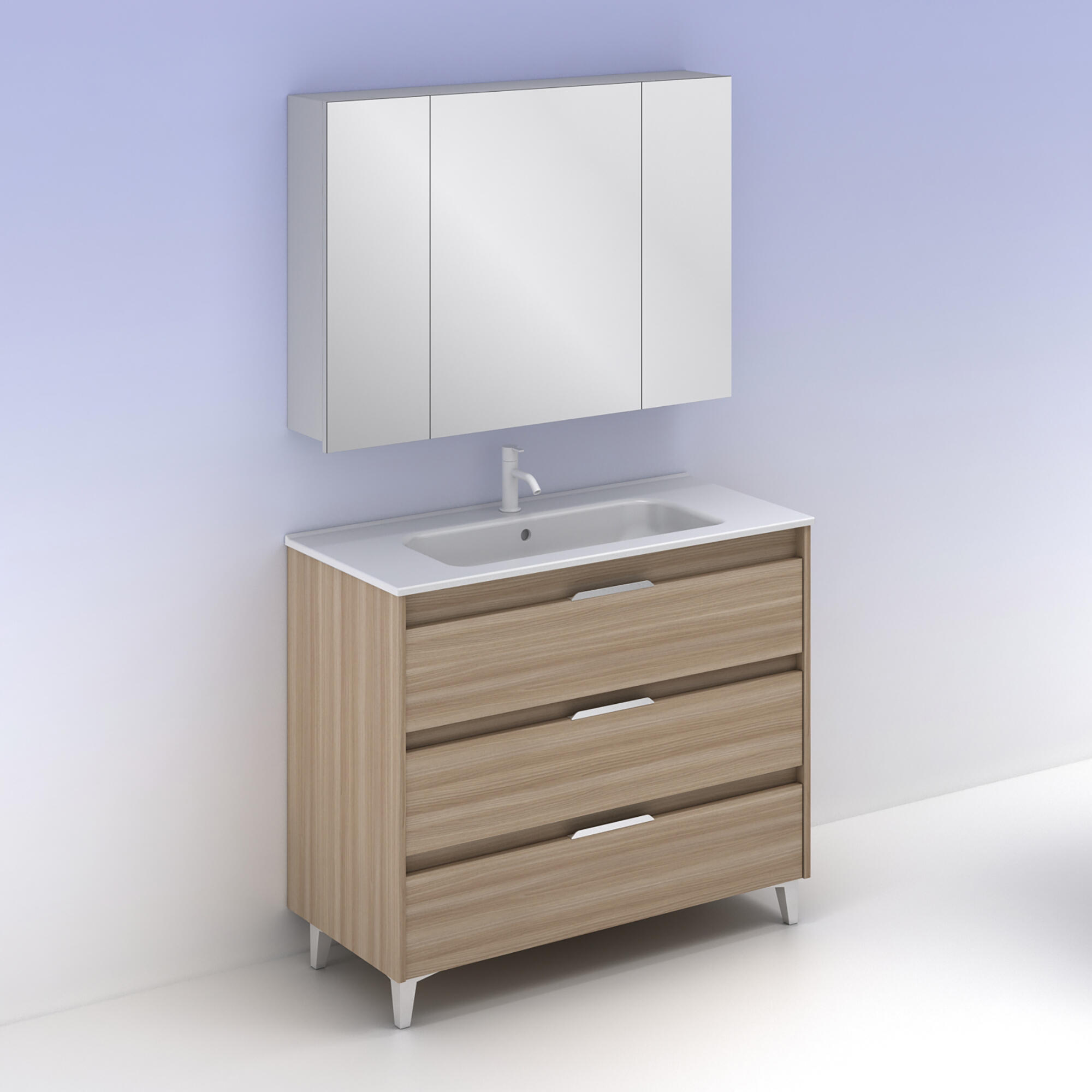 Mueble de baño con lavabo suki nogal 100x45 cm