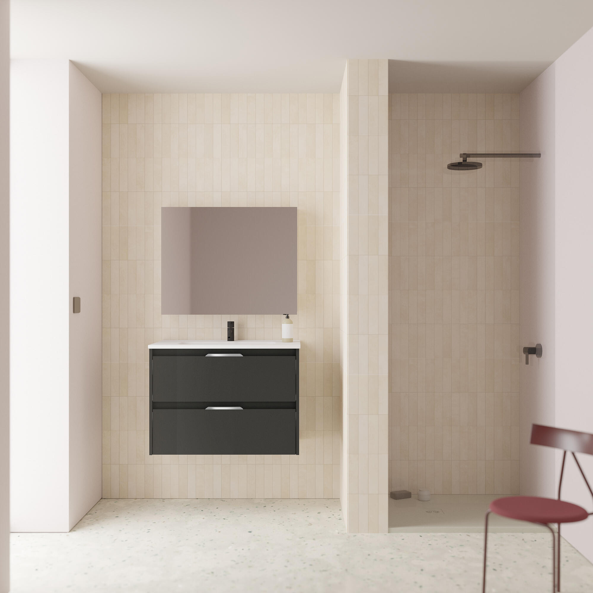 Mueble de baño con lavabo suki antracita 80x45 cm