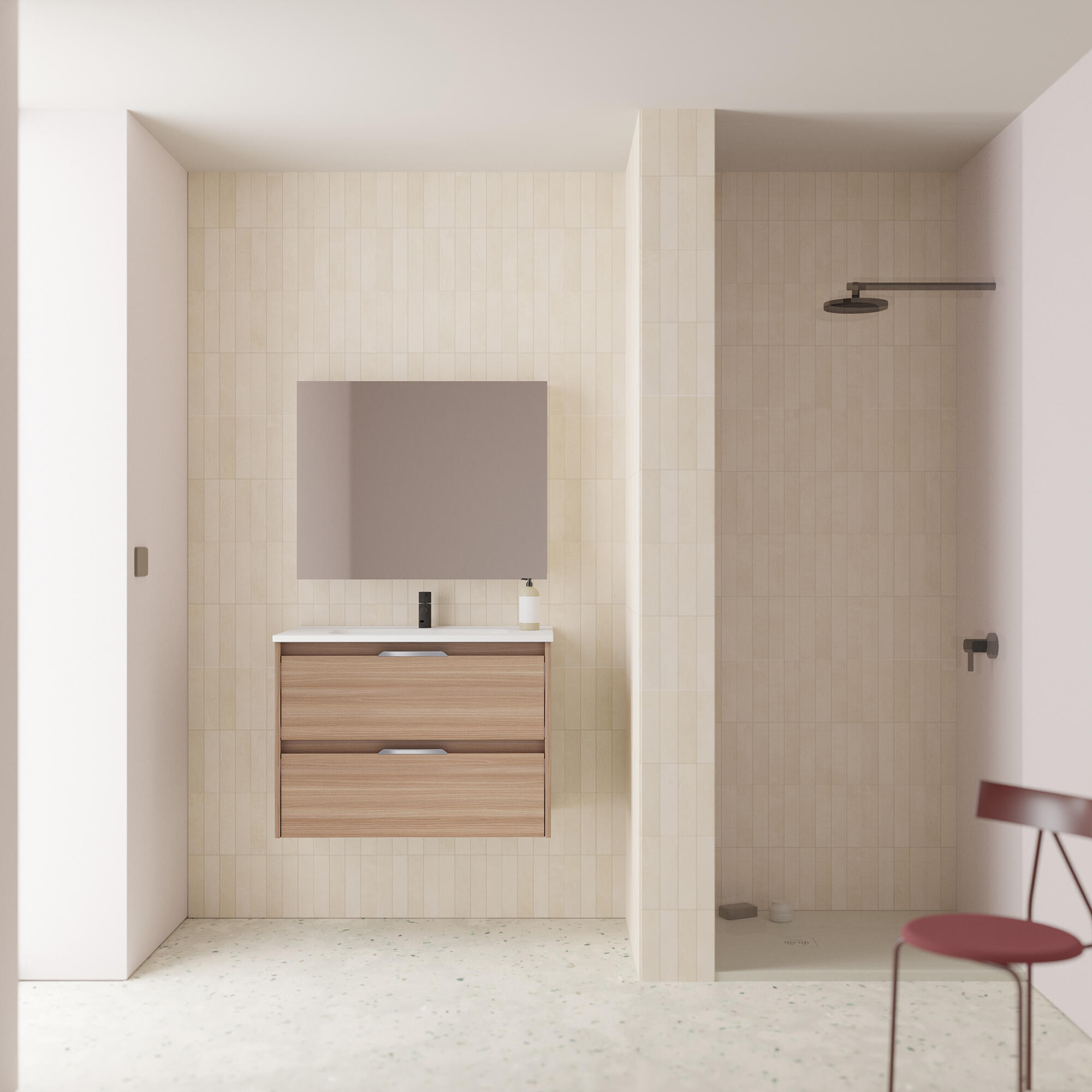 Mueble de baño con lavabo suki nogal 80x45 cm