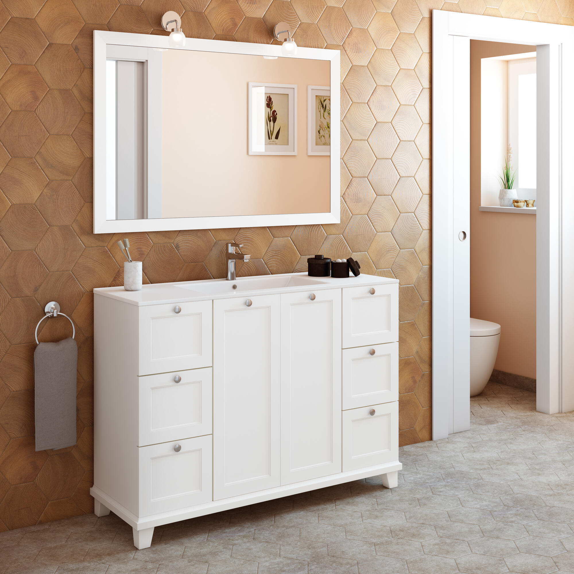 Mueble de baño con lavabo unike blanco mate 120x45 cm