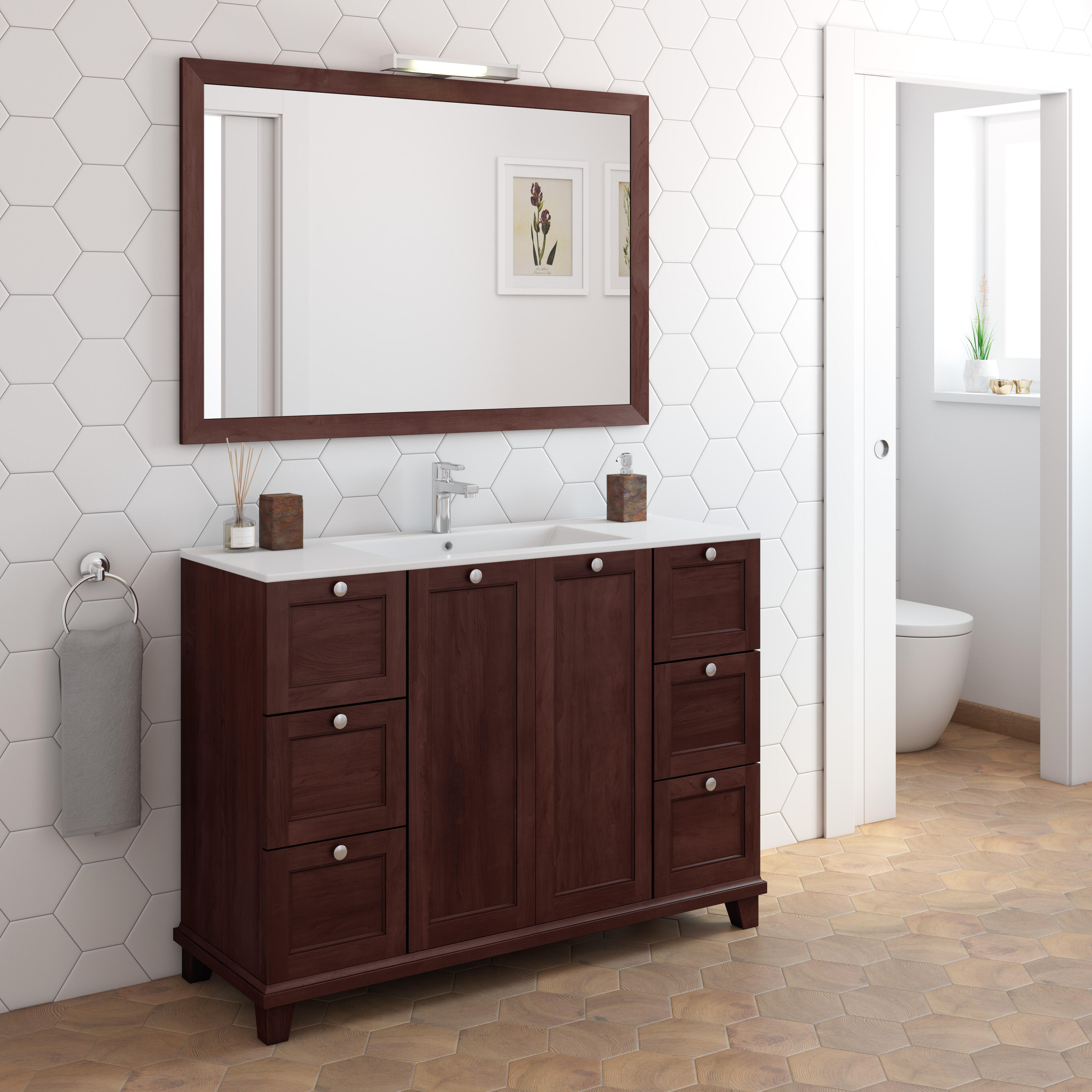 Mueble de baño con lavabo unike nogal 120x45 cm
