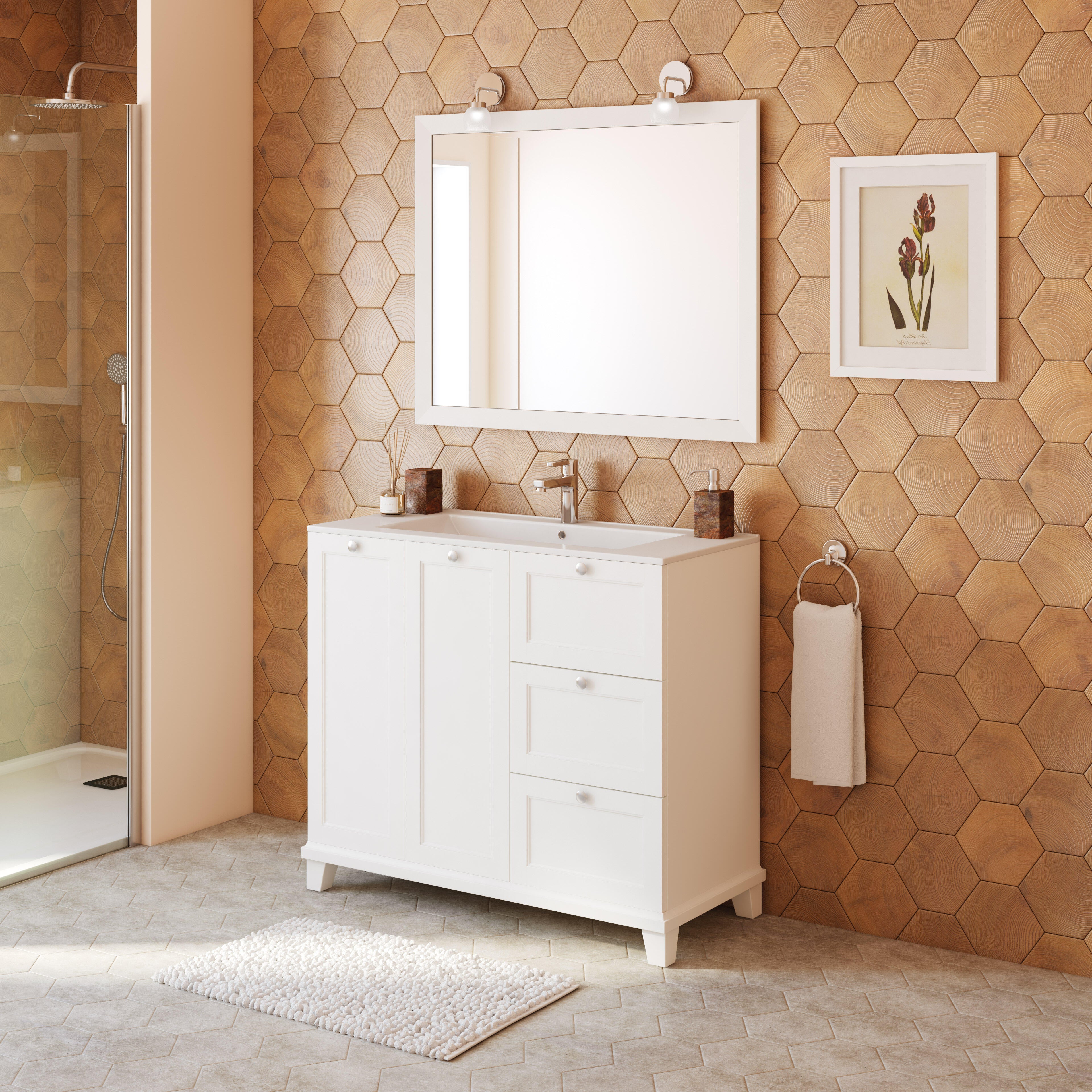 Mueble de baño Unike blanco 105x45 cm (lavabo no incluido) - 9