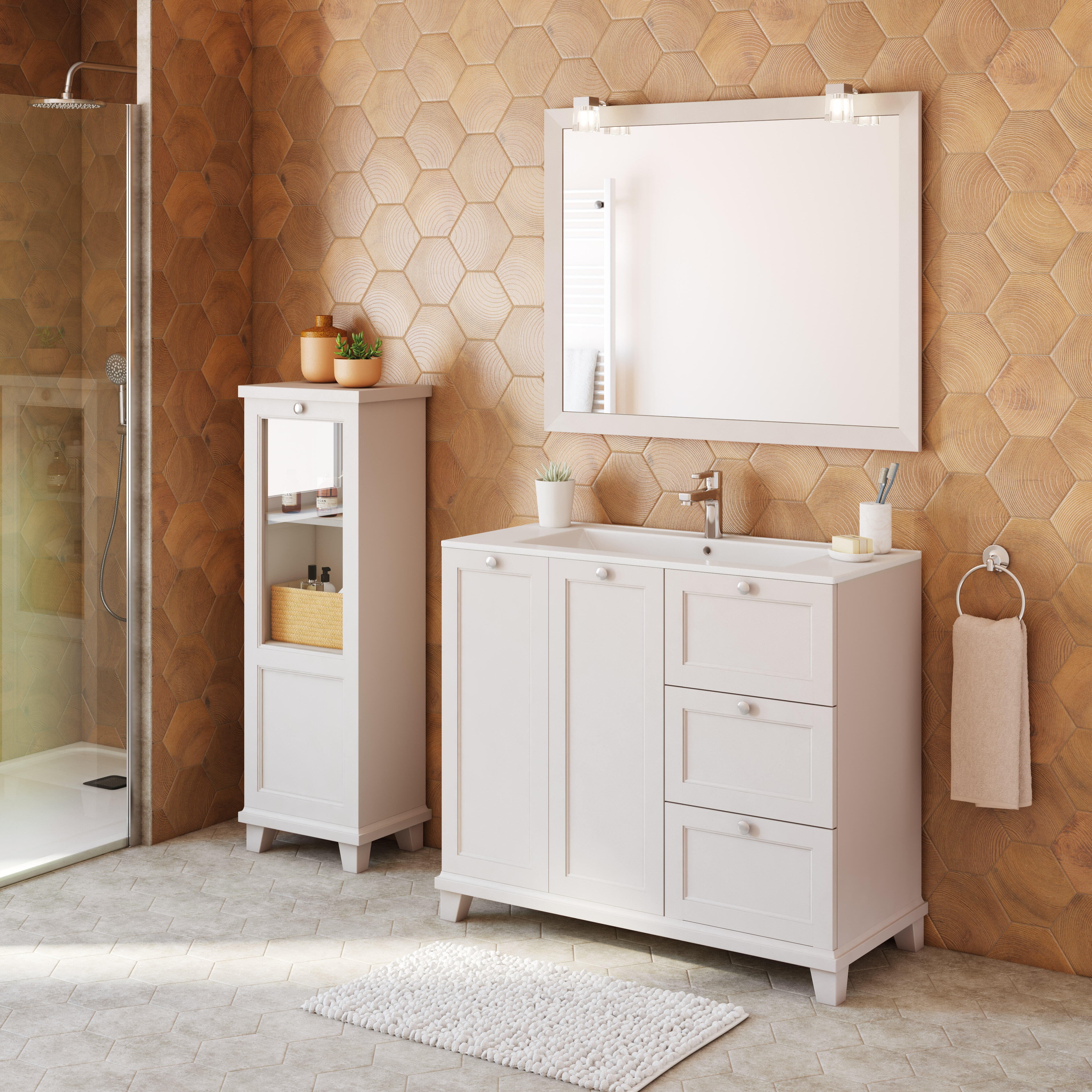 Mueble de baño Unike perla 105x45 cm (lavabo no incluido) - 6