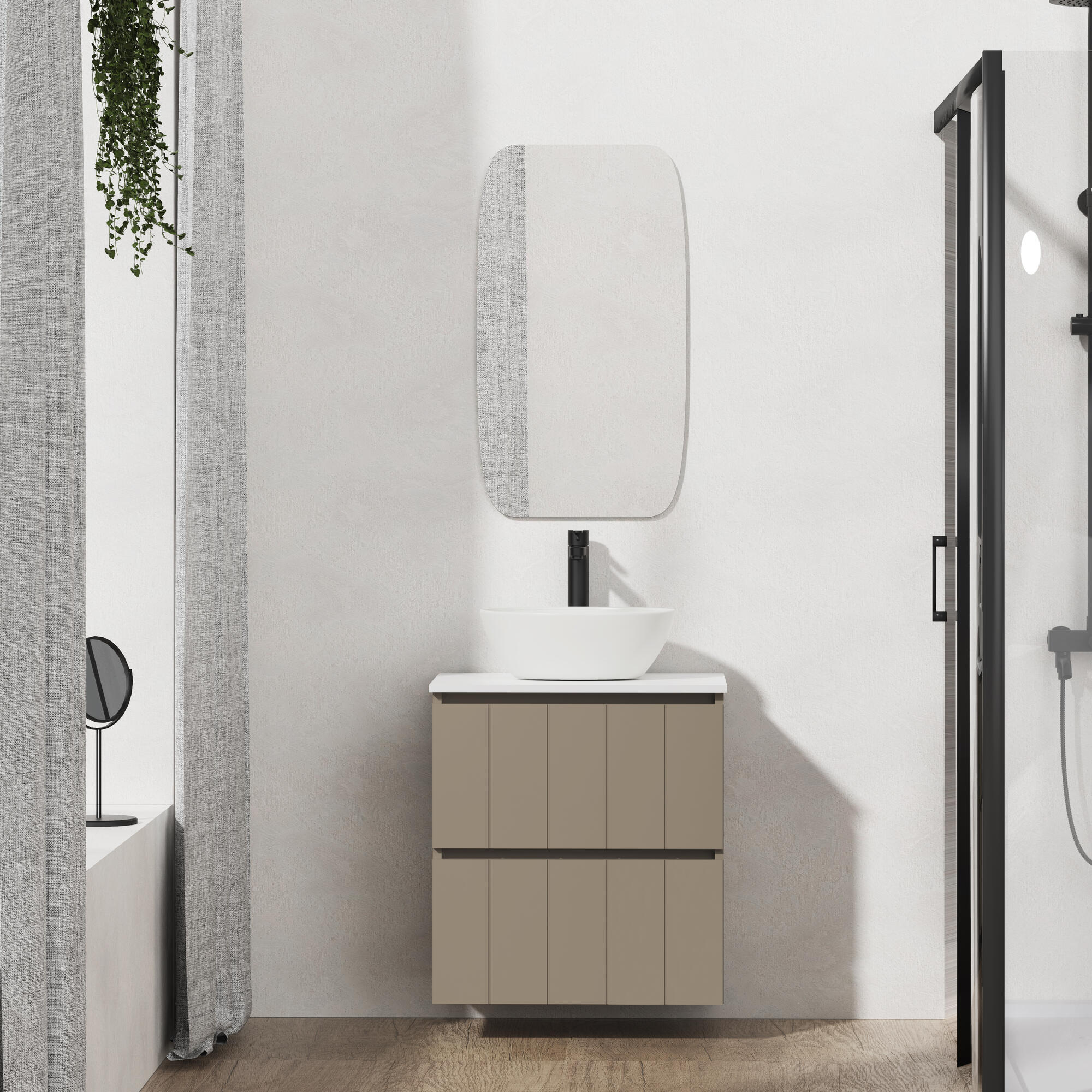 Mueble de baño con lavabo terra topo mate 60x45 cm