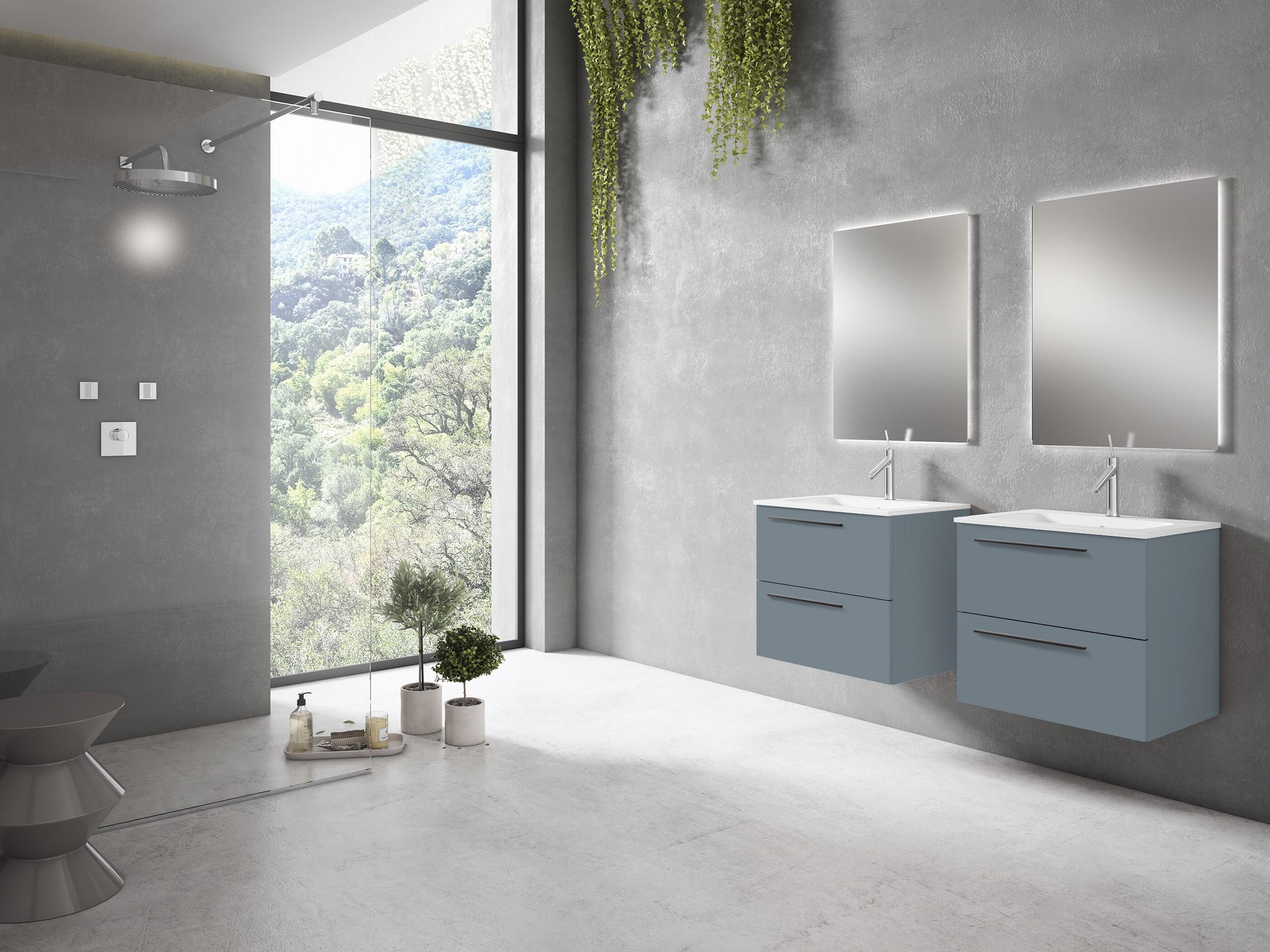 Mueble de baño con lavabo mia azul mate 60x45 cm