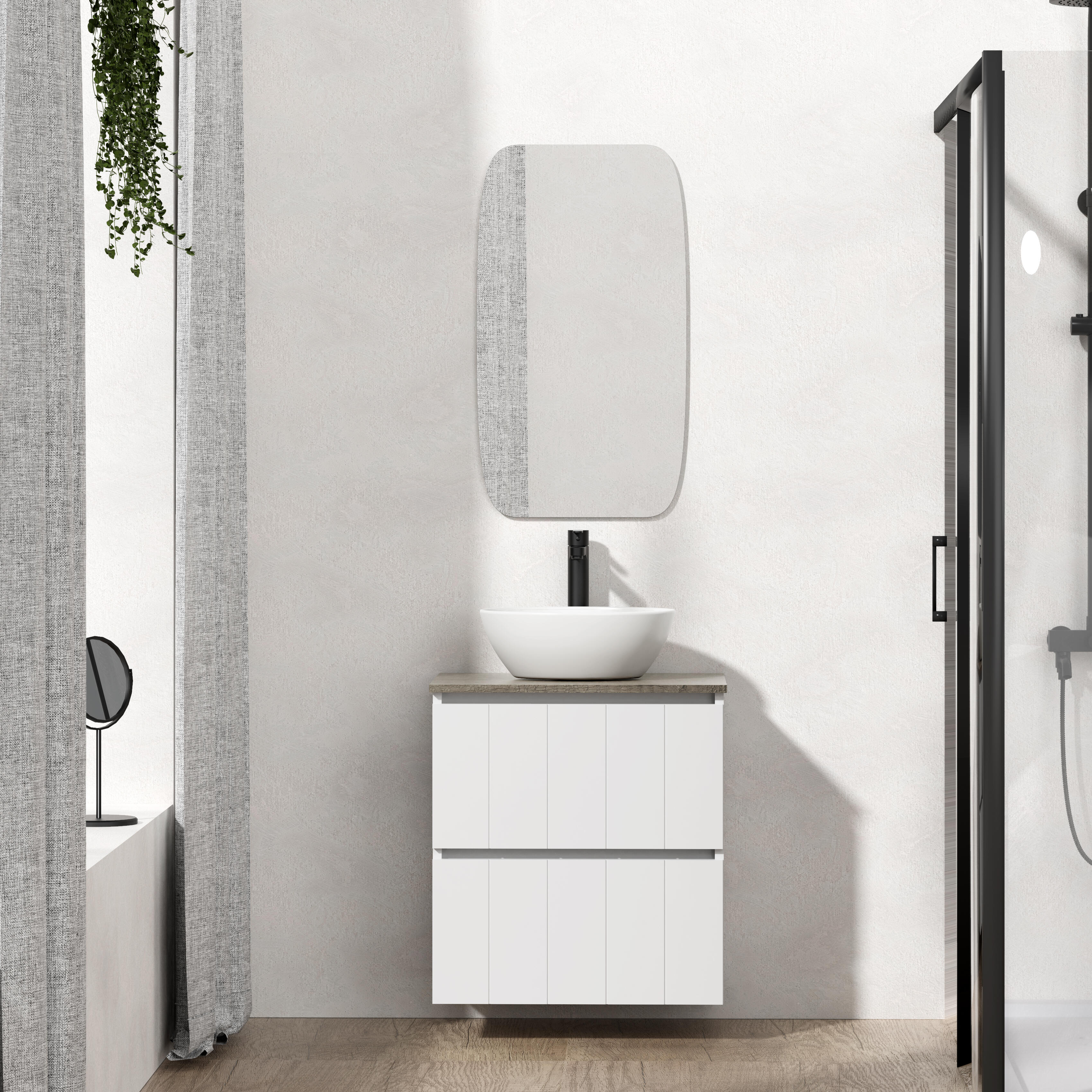 Mueble de baño con lavabo terra blanco mate 60x45 cm
