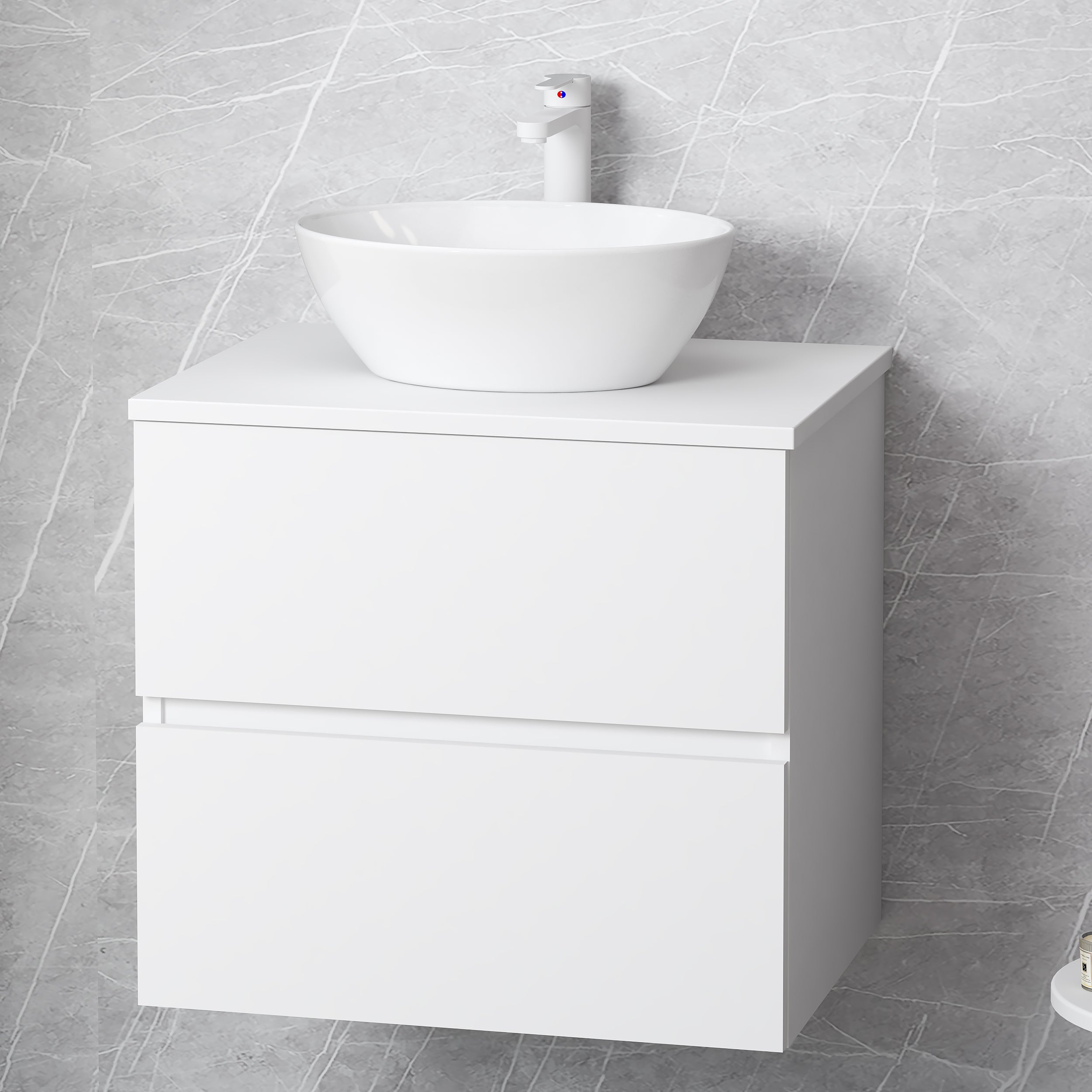 Mueble de baño con lavabo y espejo bari blanco mate 60x46 cm