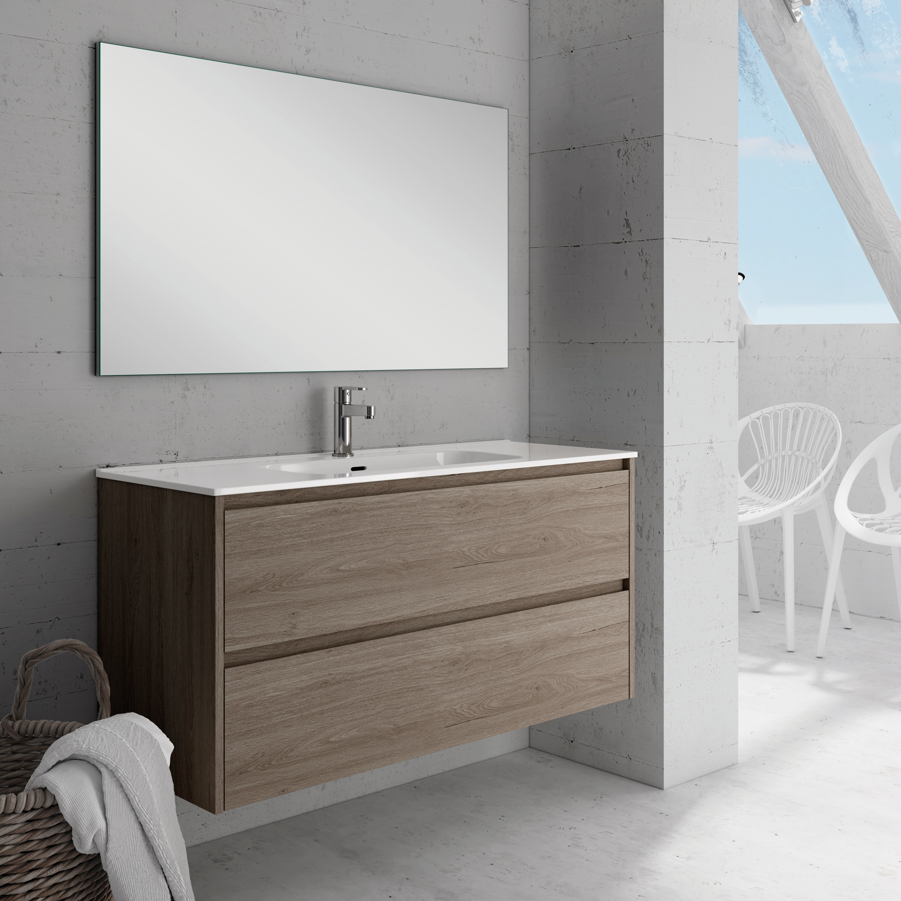 Mueble de baño con lavabo moon roble gris 120x45 cm