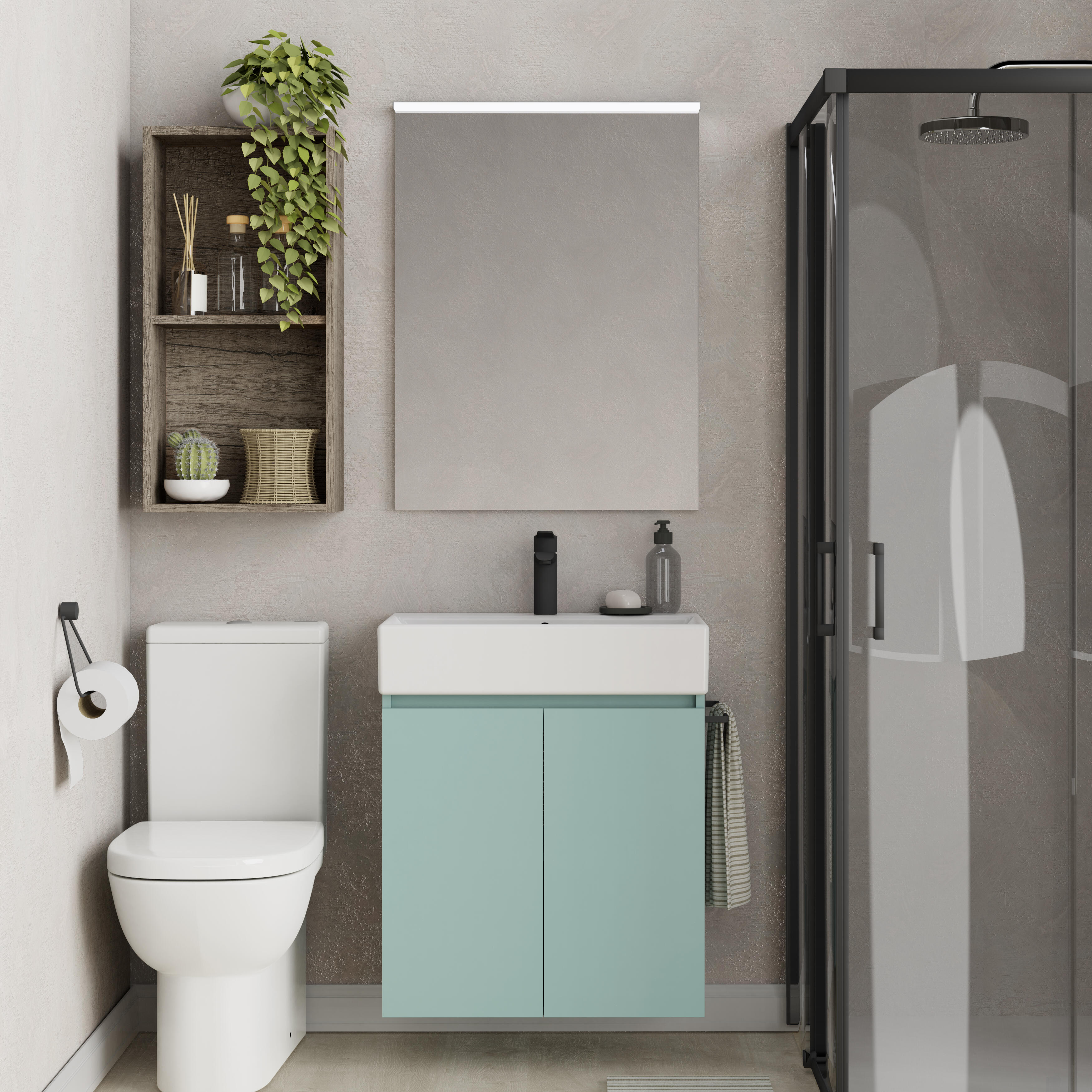 Mueble de baño con lavabo  Espacio L azul claro mate 60x35 cm - 8
