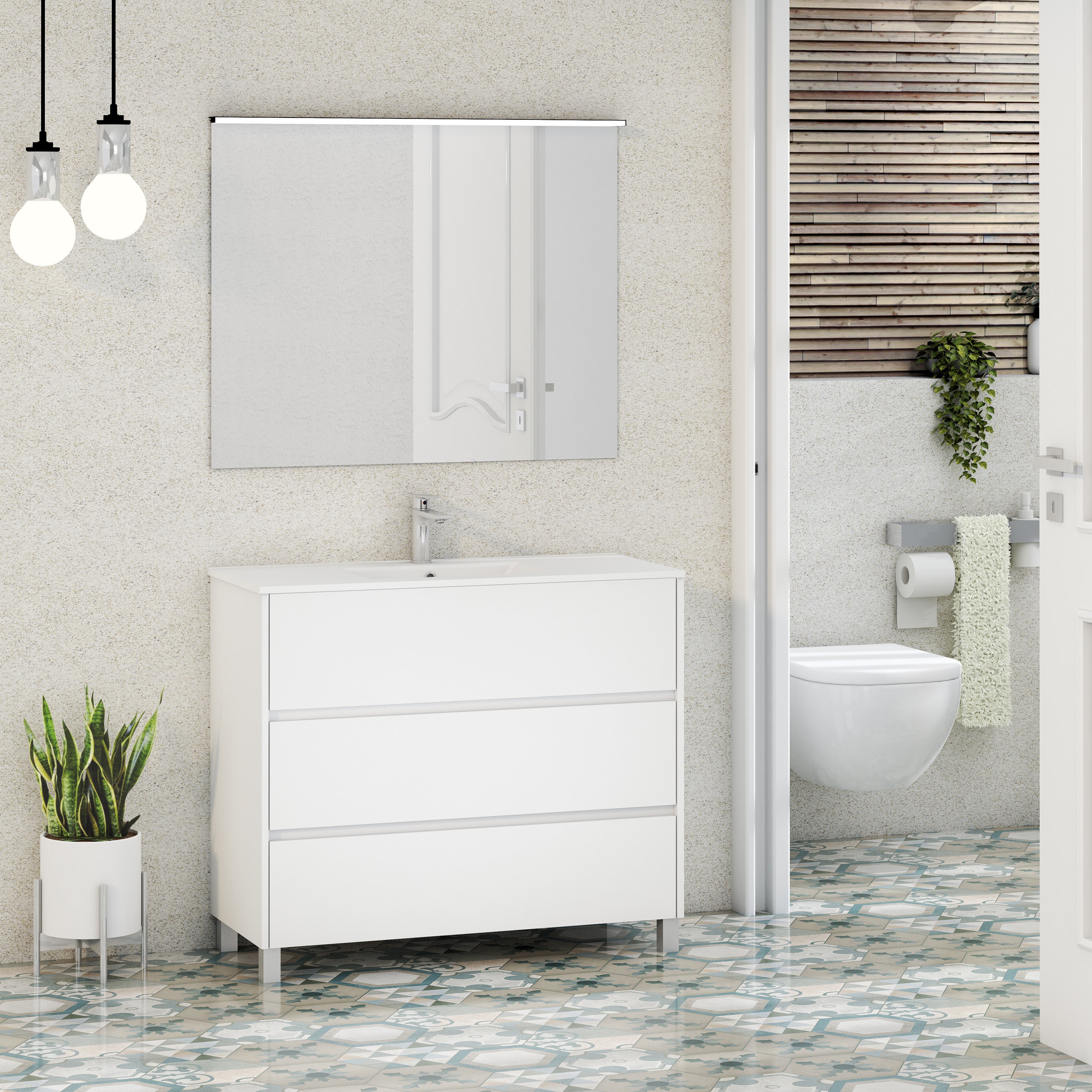 Mueble de baño con lavabo bisol blanco 100 cm